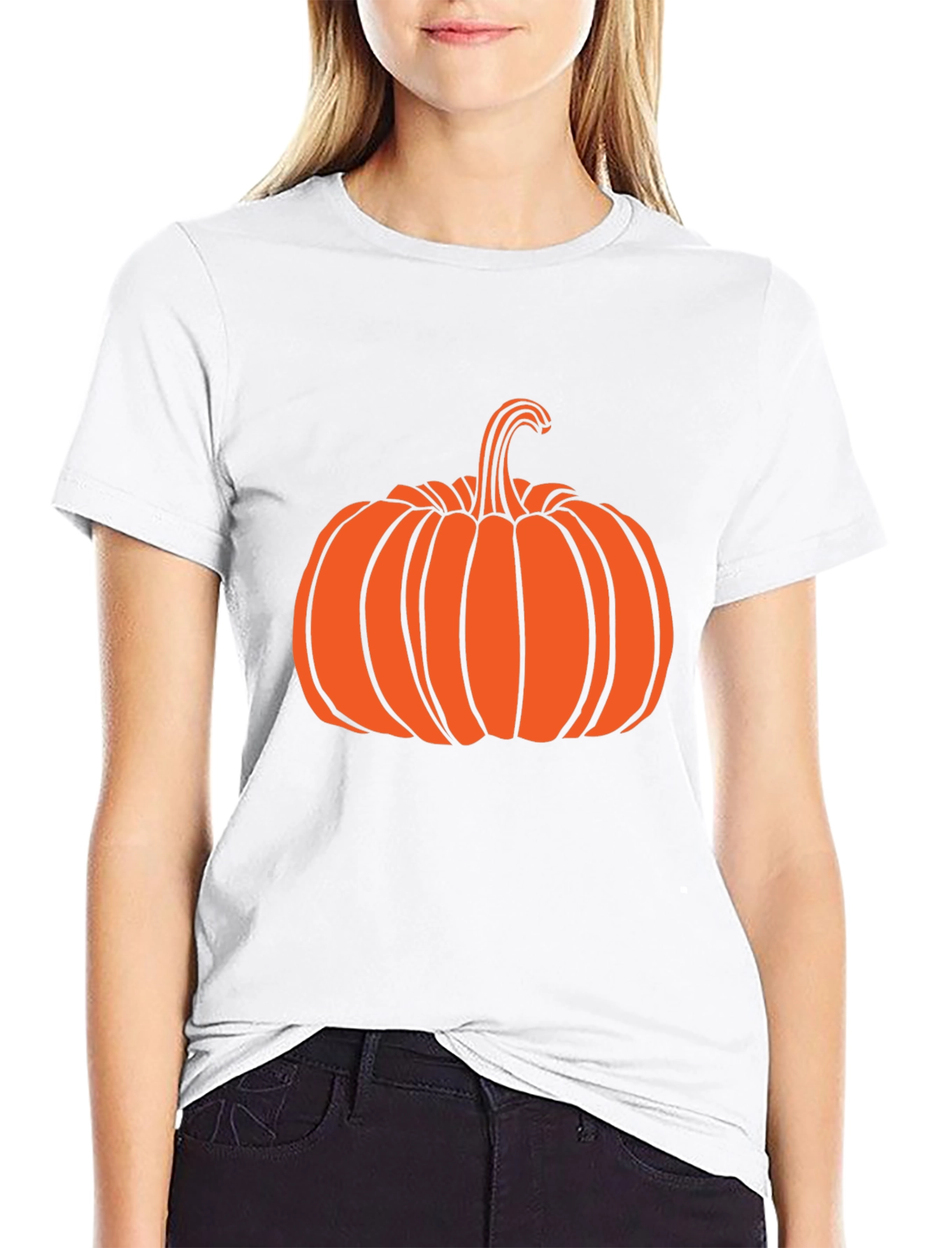 Halloween Pumpkin Graphic Tee - Black