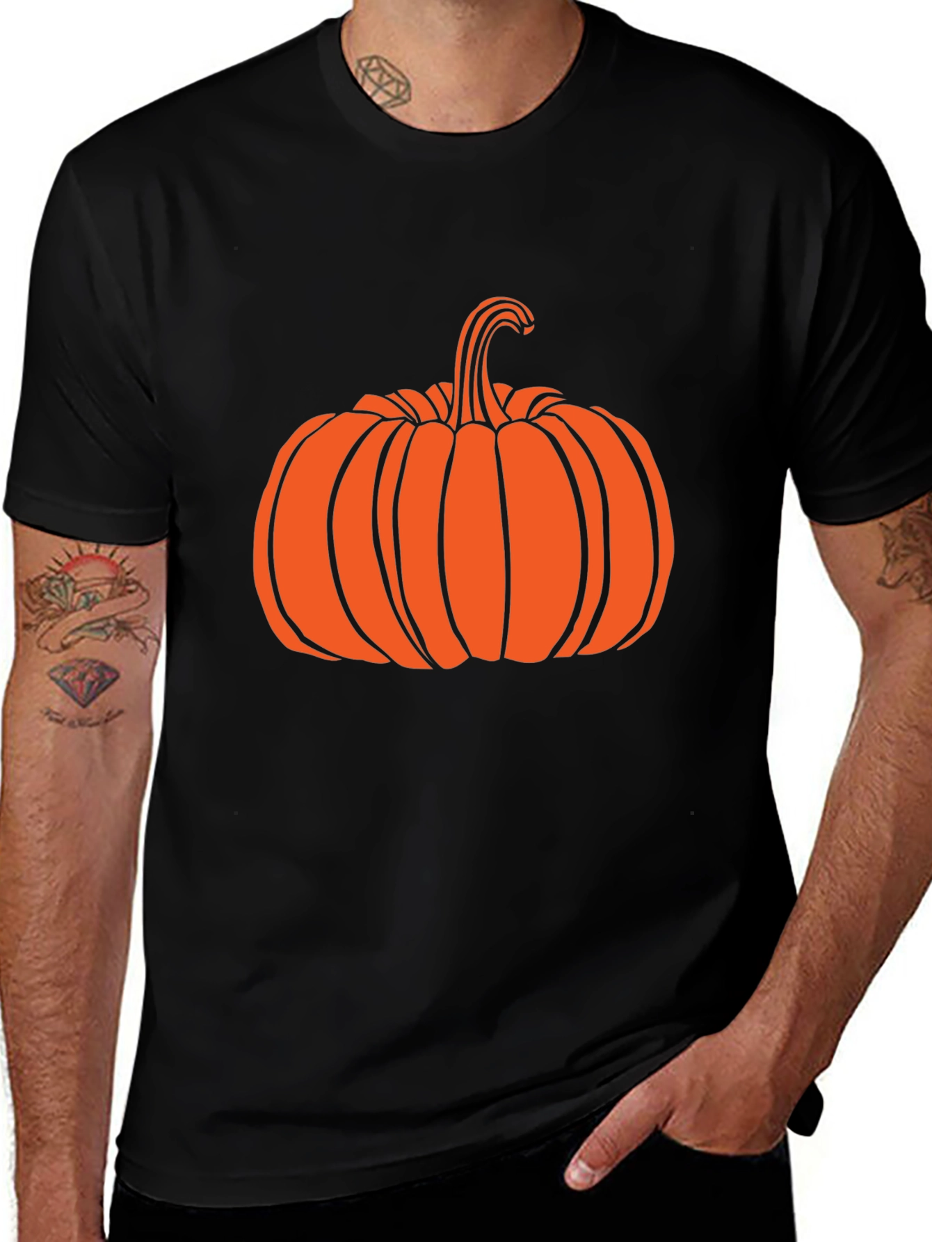 Halloween Pumpkin Graphic Tee - Black