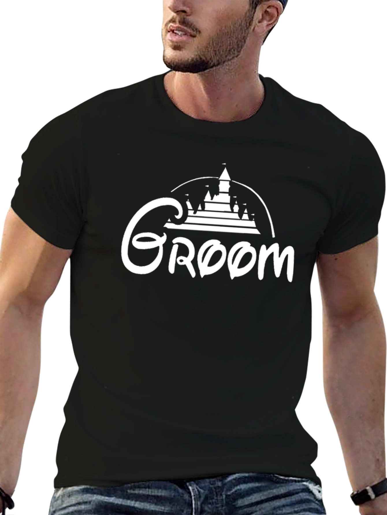 Groom Disney Castle Graphic Black T-Shirt