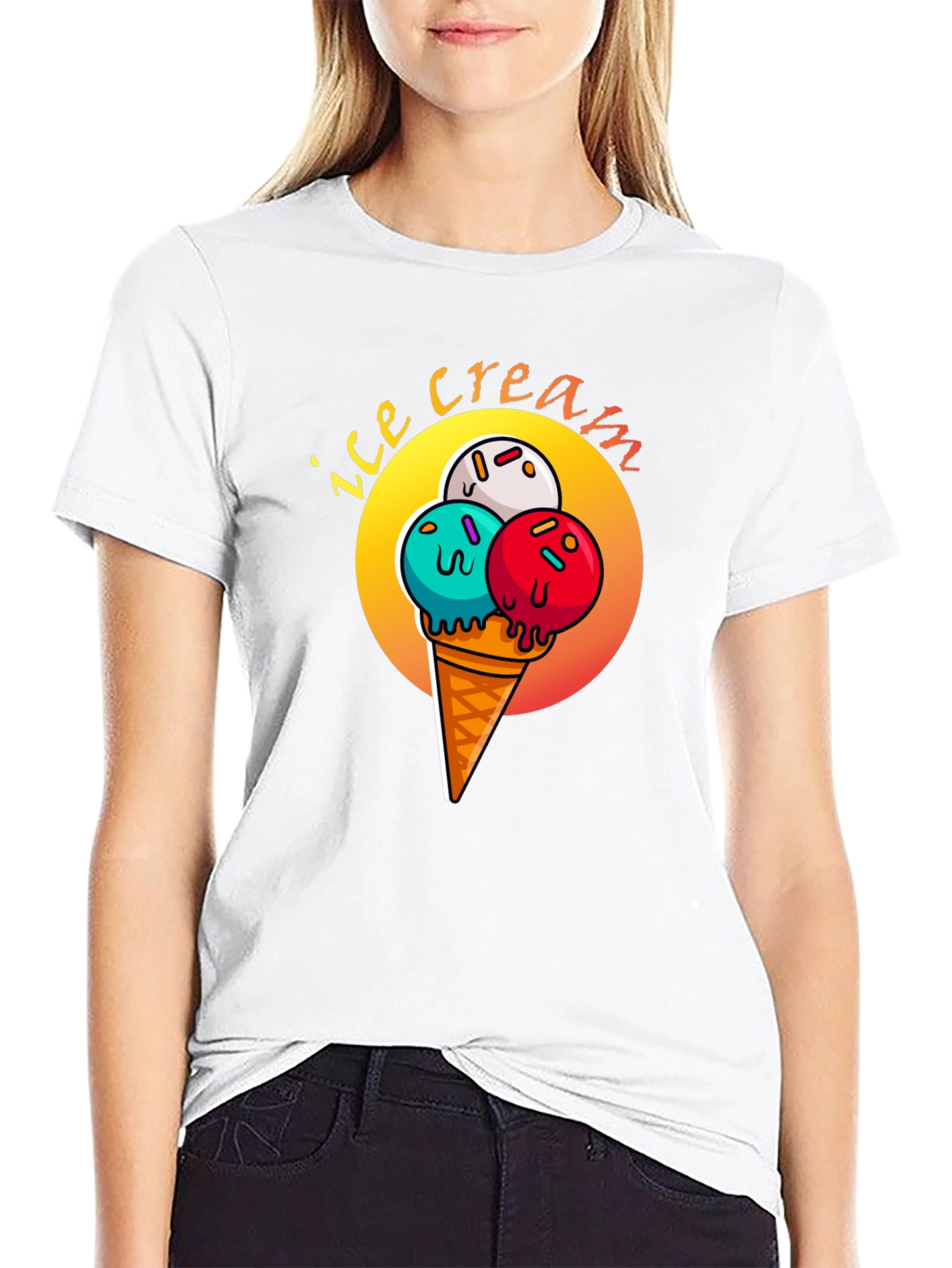 Ice Cream Cone Graphic Tee - Fun Summer Style