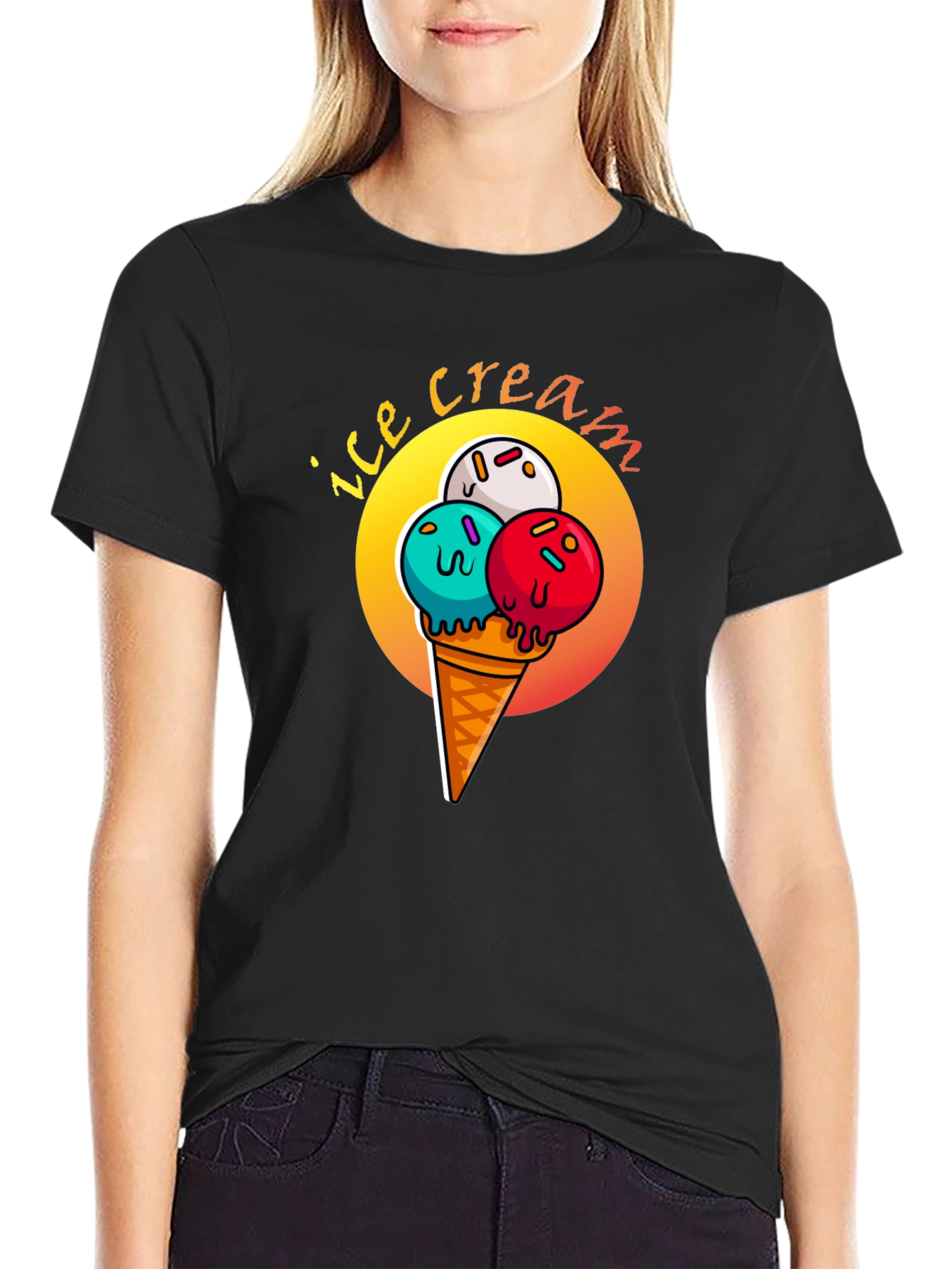 Ice Cream Cone Graphic Tee - Fun Summer Style
