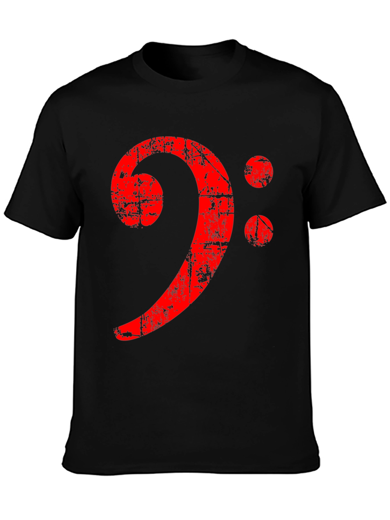 Bass Clef Distressed Graphic Tee - Black