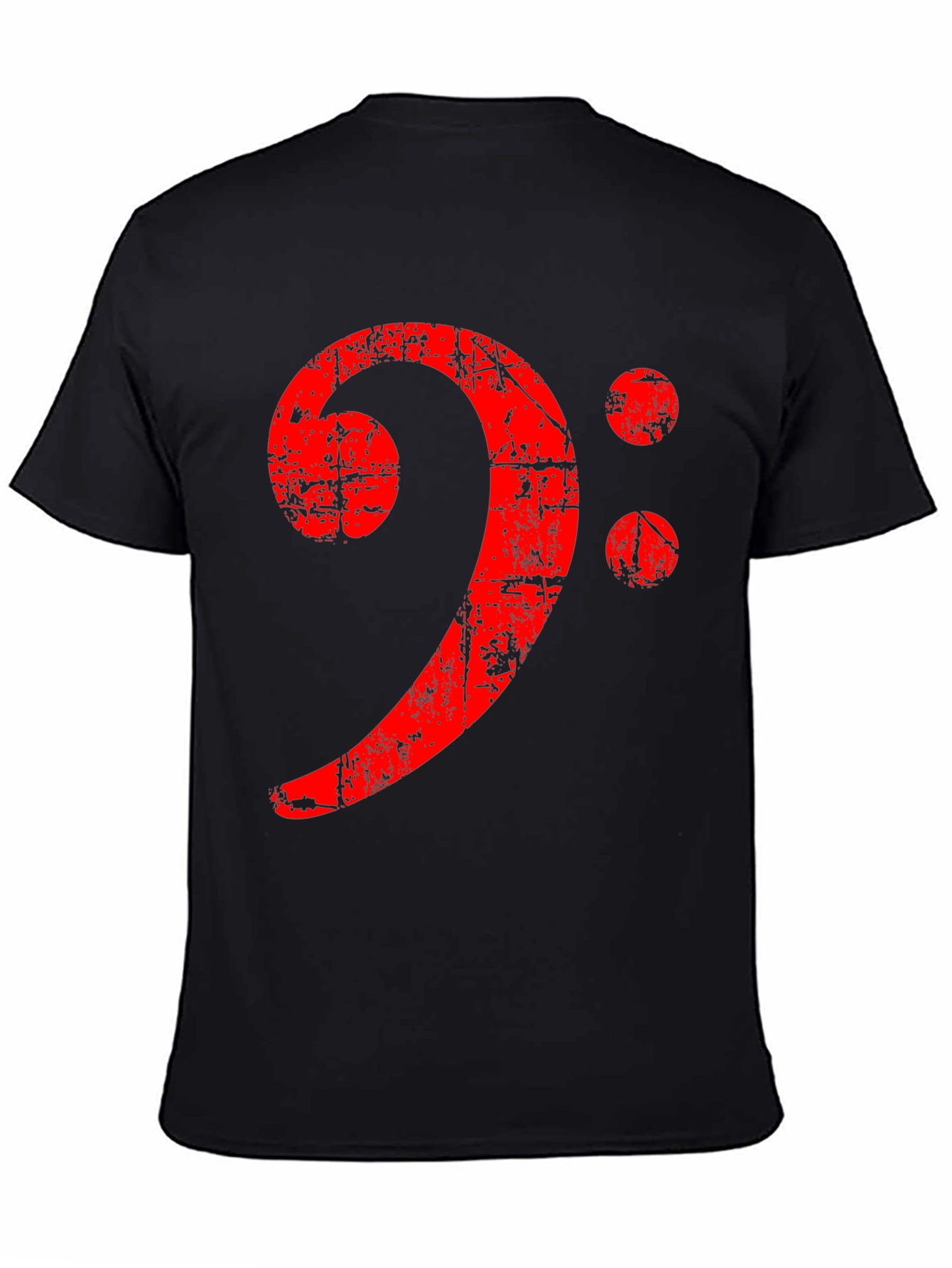 Bass Clef Distressed Graphic Tee - Black