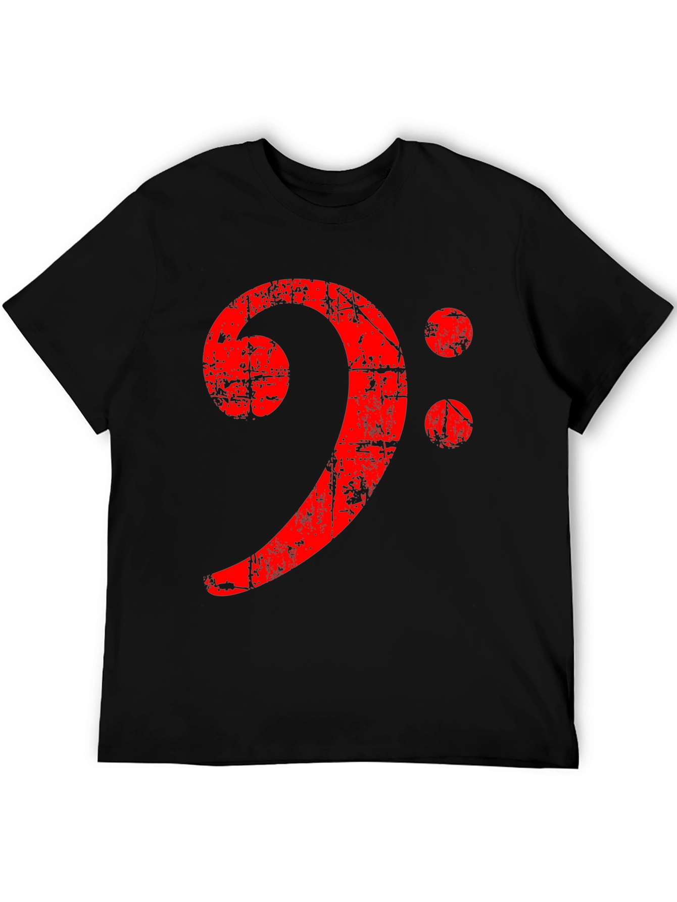 Bass Clef Distressed Graphic Tee - Black