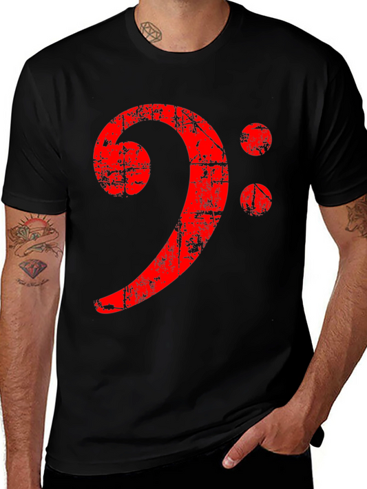 Bass Clef Distressed Graphic Tee - Black