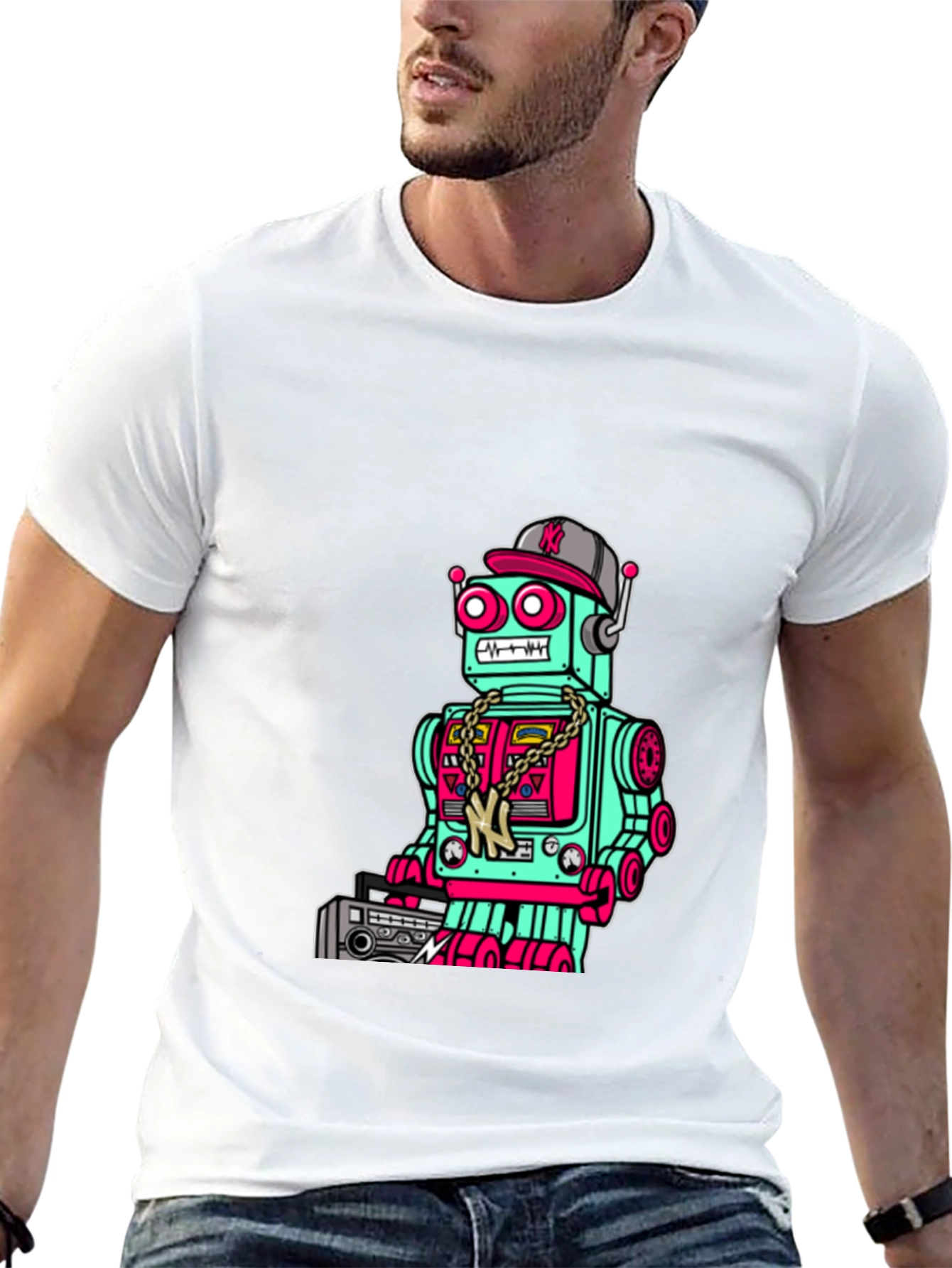 Retro Robot Boombox Graphic Tee
