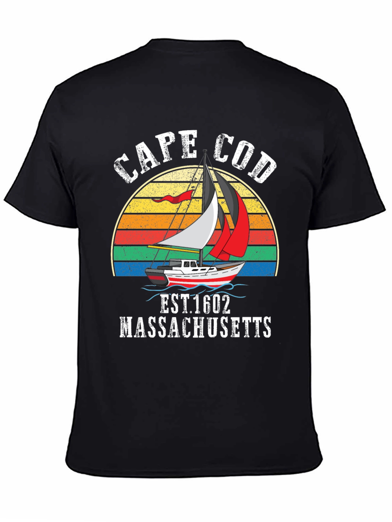 Cape Cod Sailboat T-Shirt - Retro Massachusetts Tee