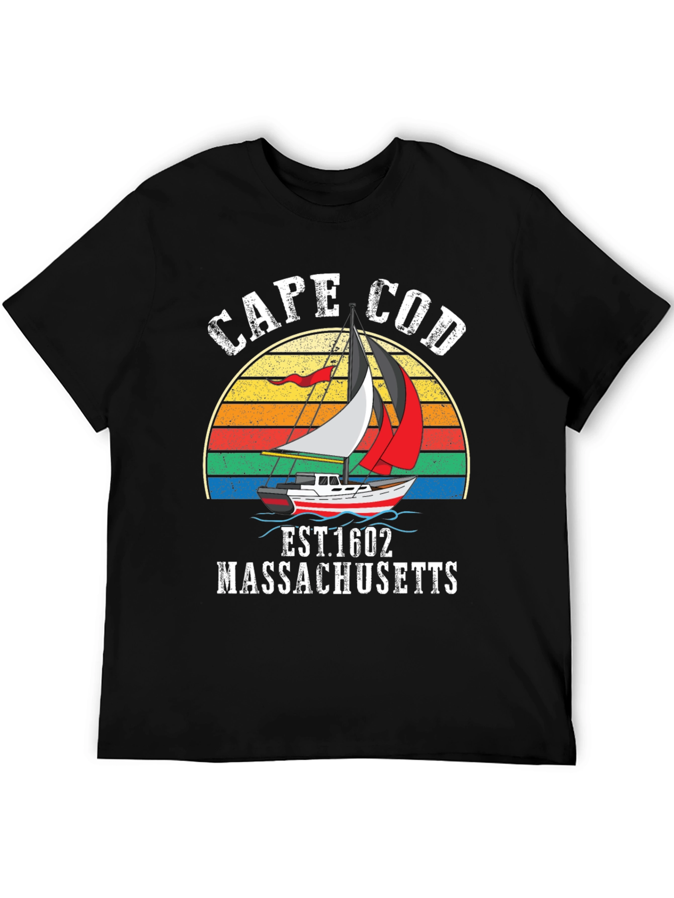 Cape Cod Sailboat T-Shirt - Retro Massachusetts Tee
