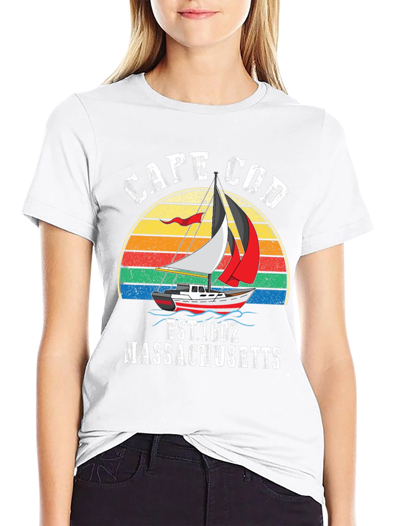 Cape Cod Sailboat T-Shirt - Retro Massachusetts Tee