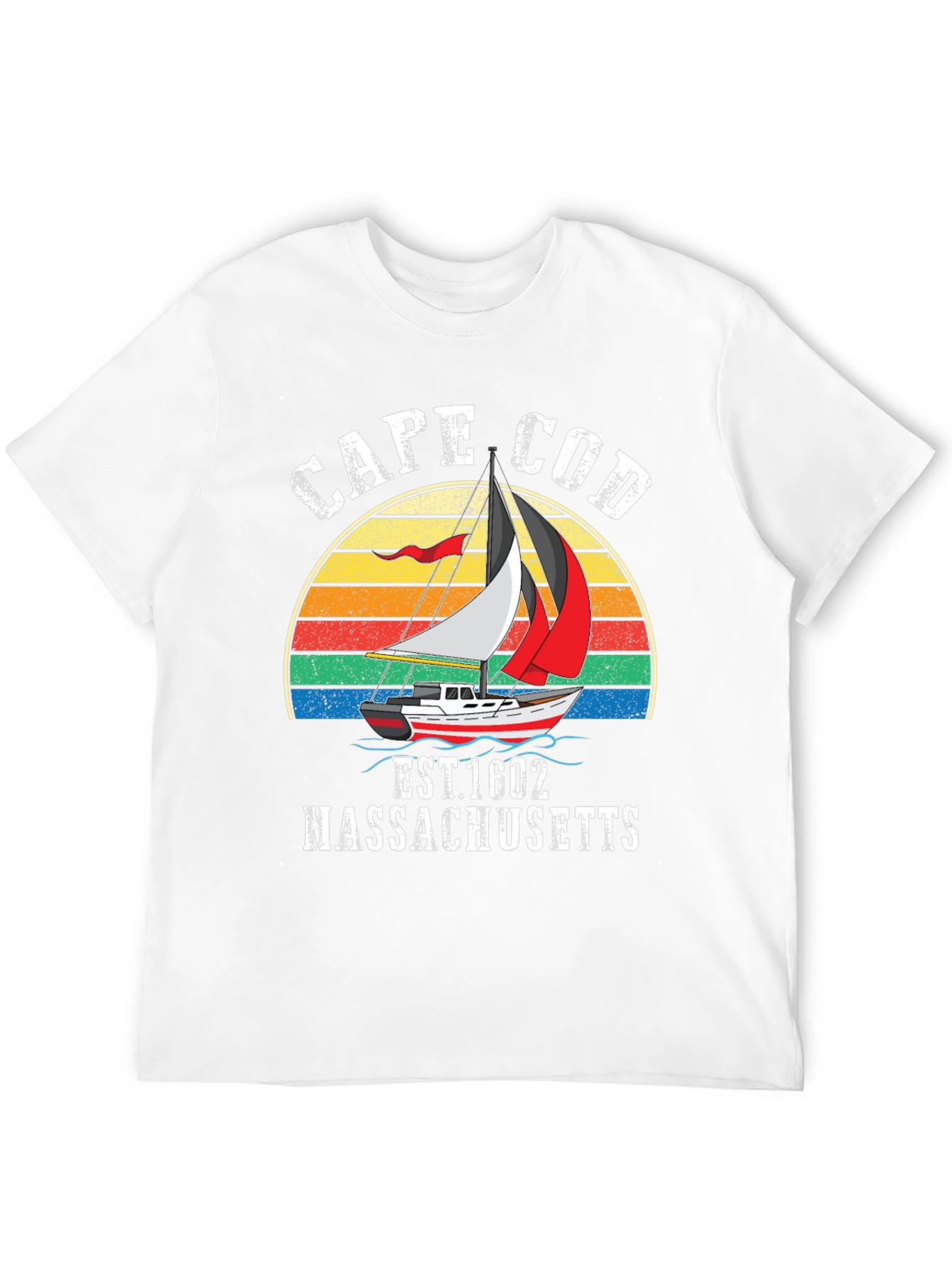 Cape Cod Sailboat T-Shirt - Retro Massachusetts Tee