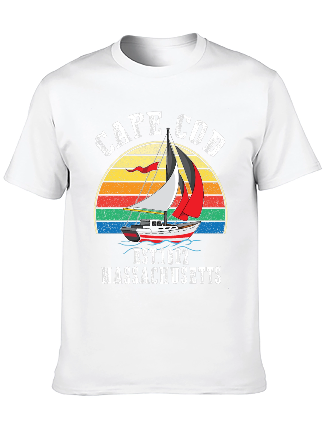 Cape Cod Sailboat T-Shirt - Retro Massachusetts Tee
