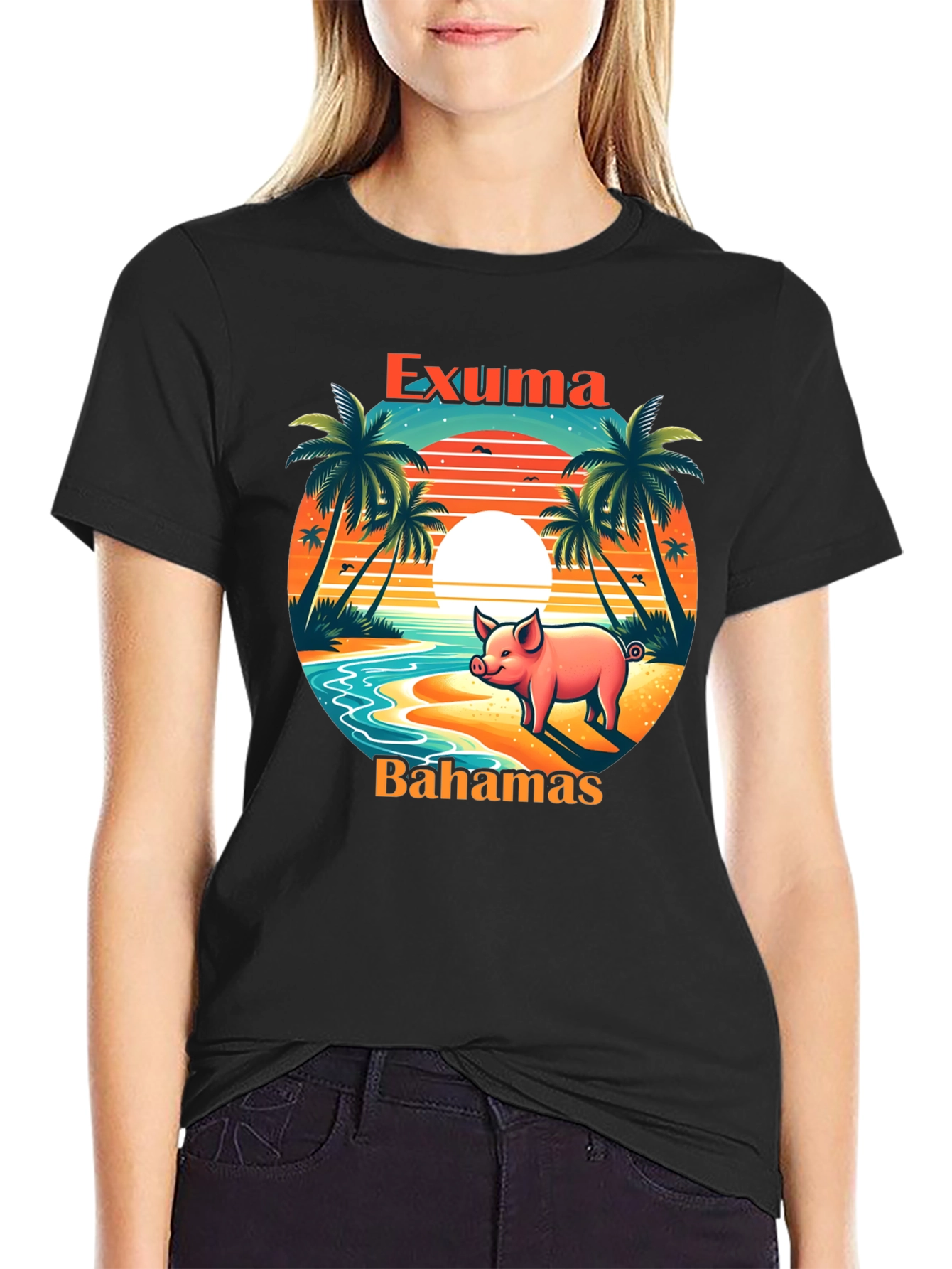 Exuma Bahamas Pig T-Shirt - Tropical Beach Design