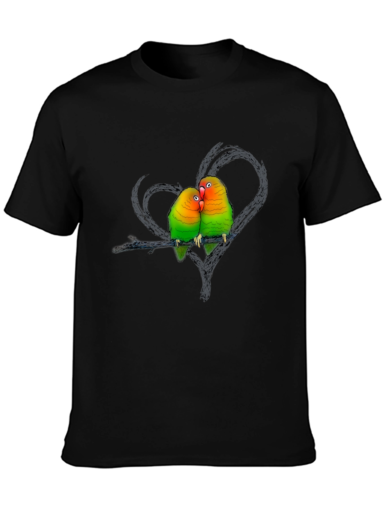 Lovebird Graphic Tee - Romantic Bird Couple Shirt
