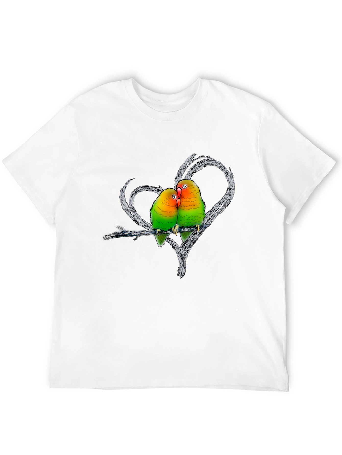 Lovebird Graphic Tee - Romantic Bird Couple Shirt
