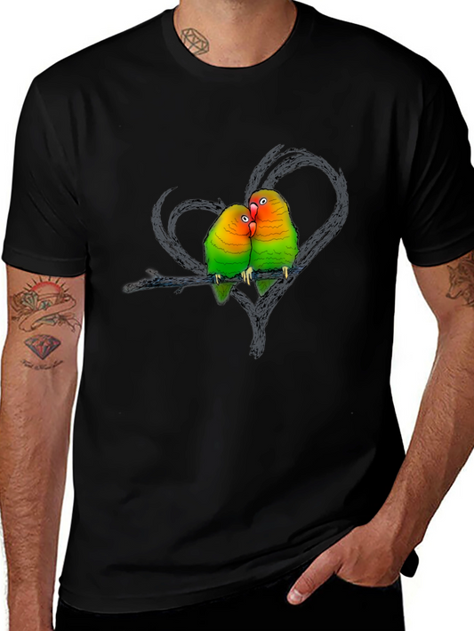 Lovebird Graphic Tee - Romantic Bird Couple Shirt