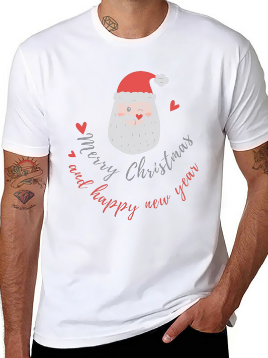 Festive Santa Christmas & Happy New Year Black T-Shirt