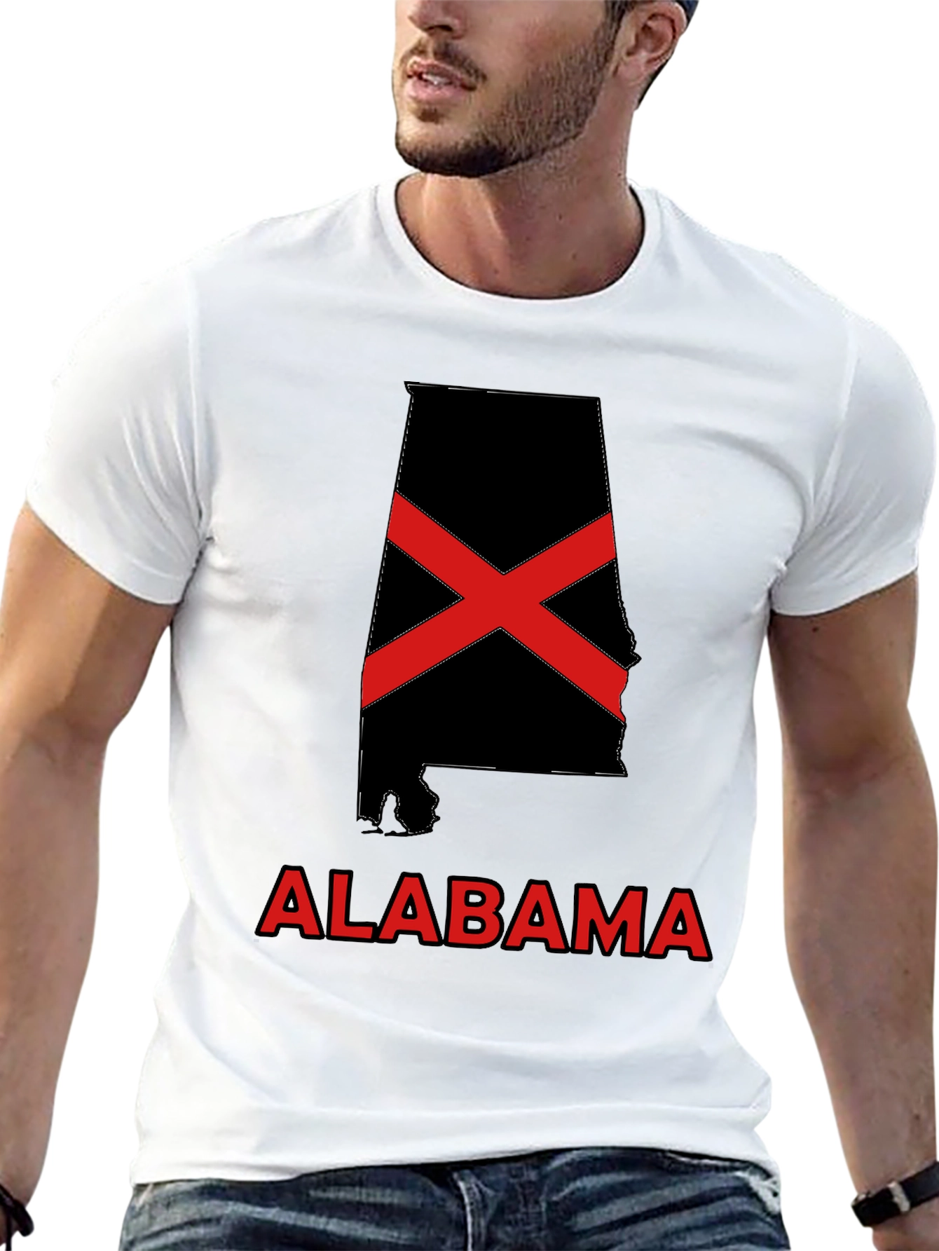 Alabama State Flag Black T-Shirt