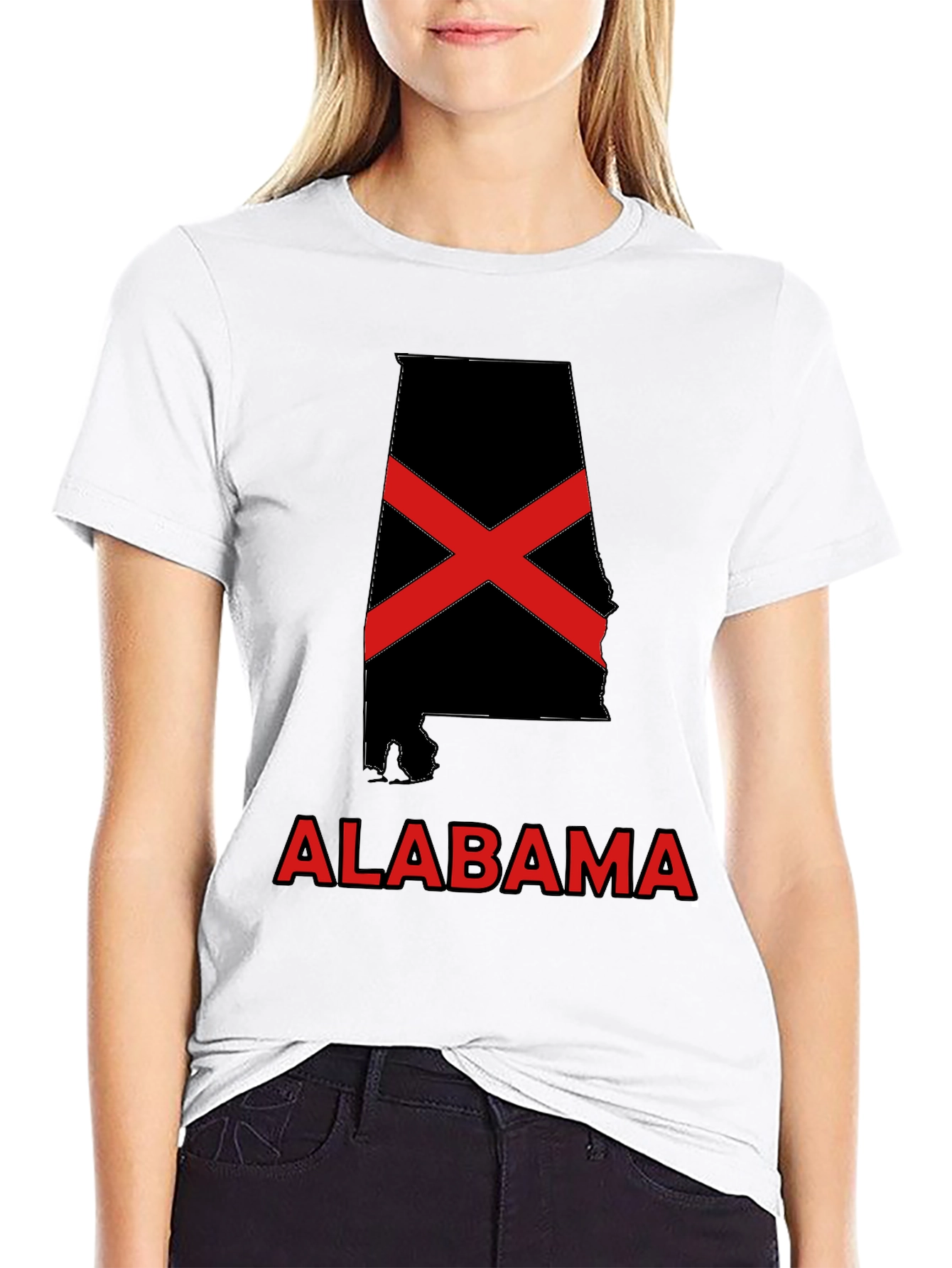 Alabama State Flag Black T-Shirt