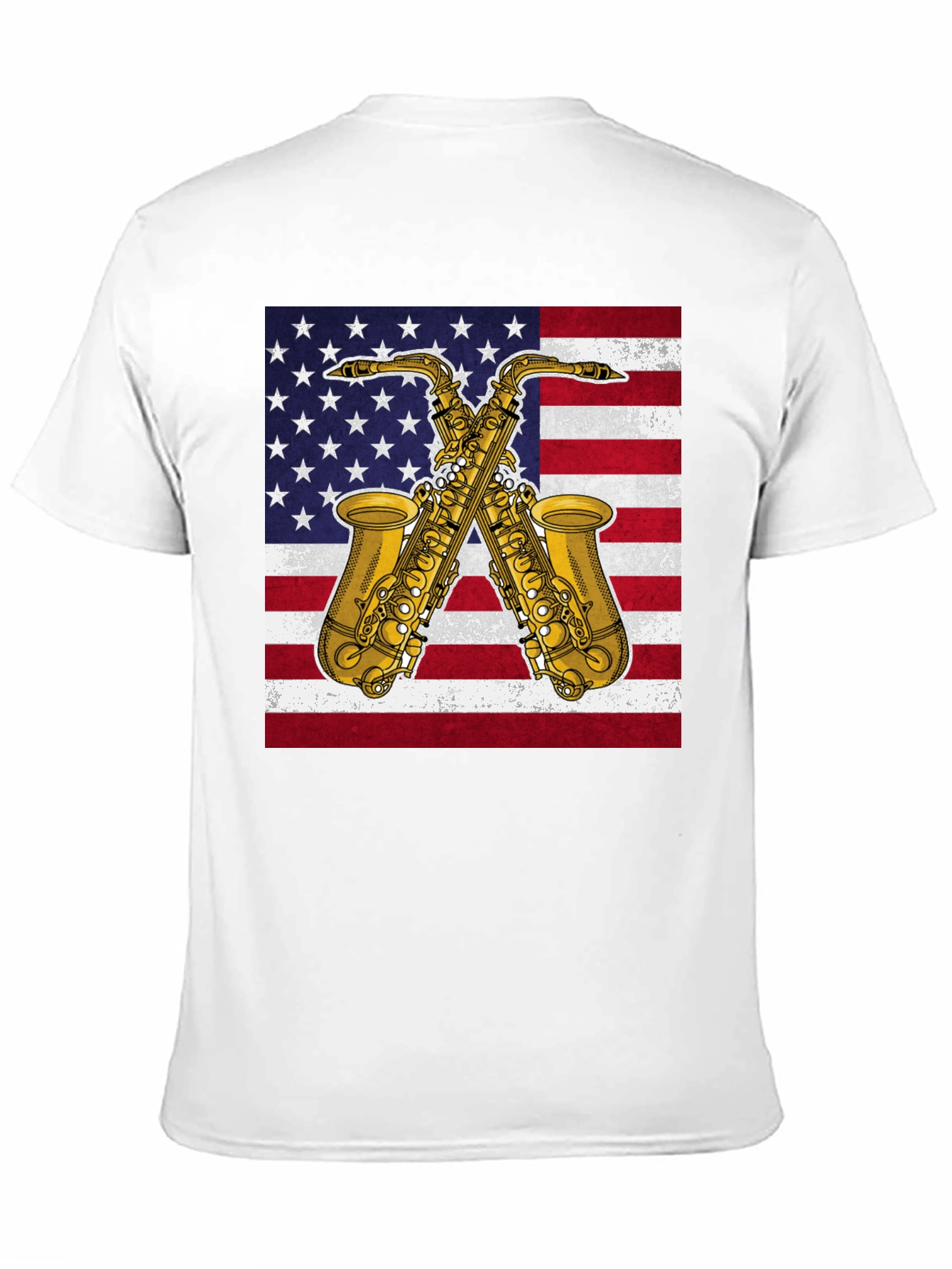 American Flag Saxophone Graphic Tee