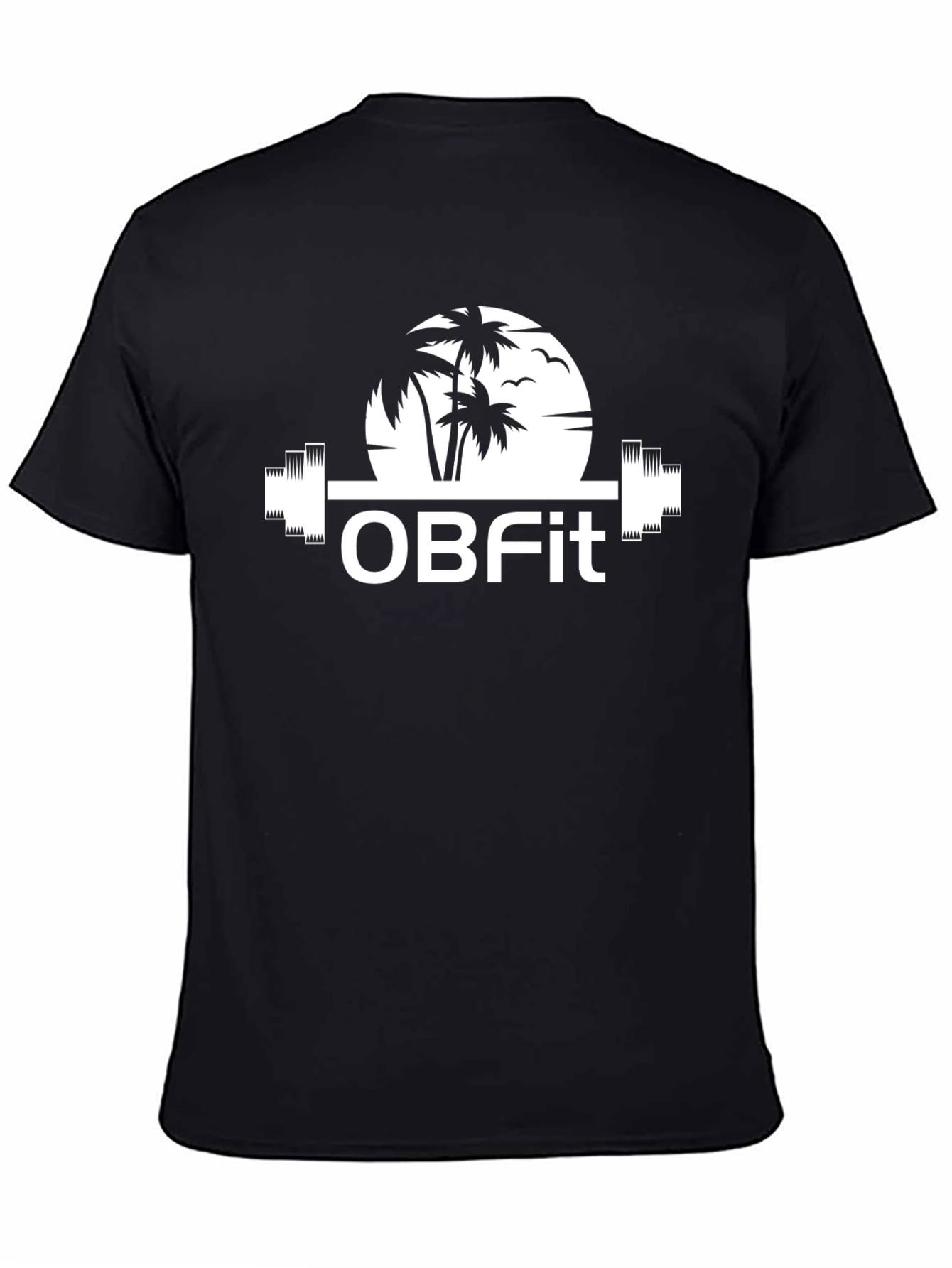 OBFit Palm Tree Barbell Black T-Shirt