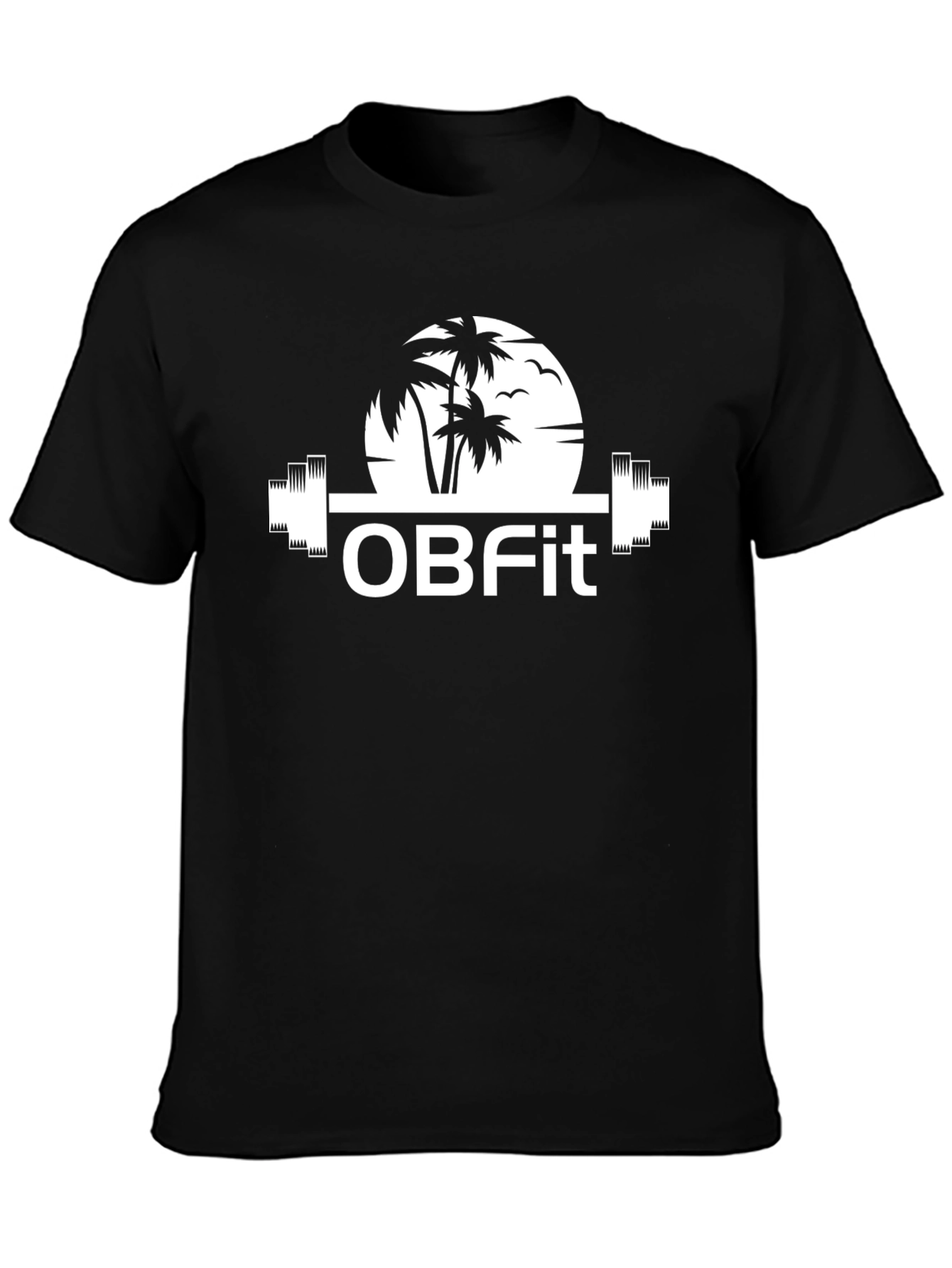 OBFit Palm Tree Barbell Black T-Shirt