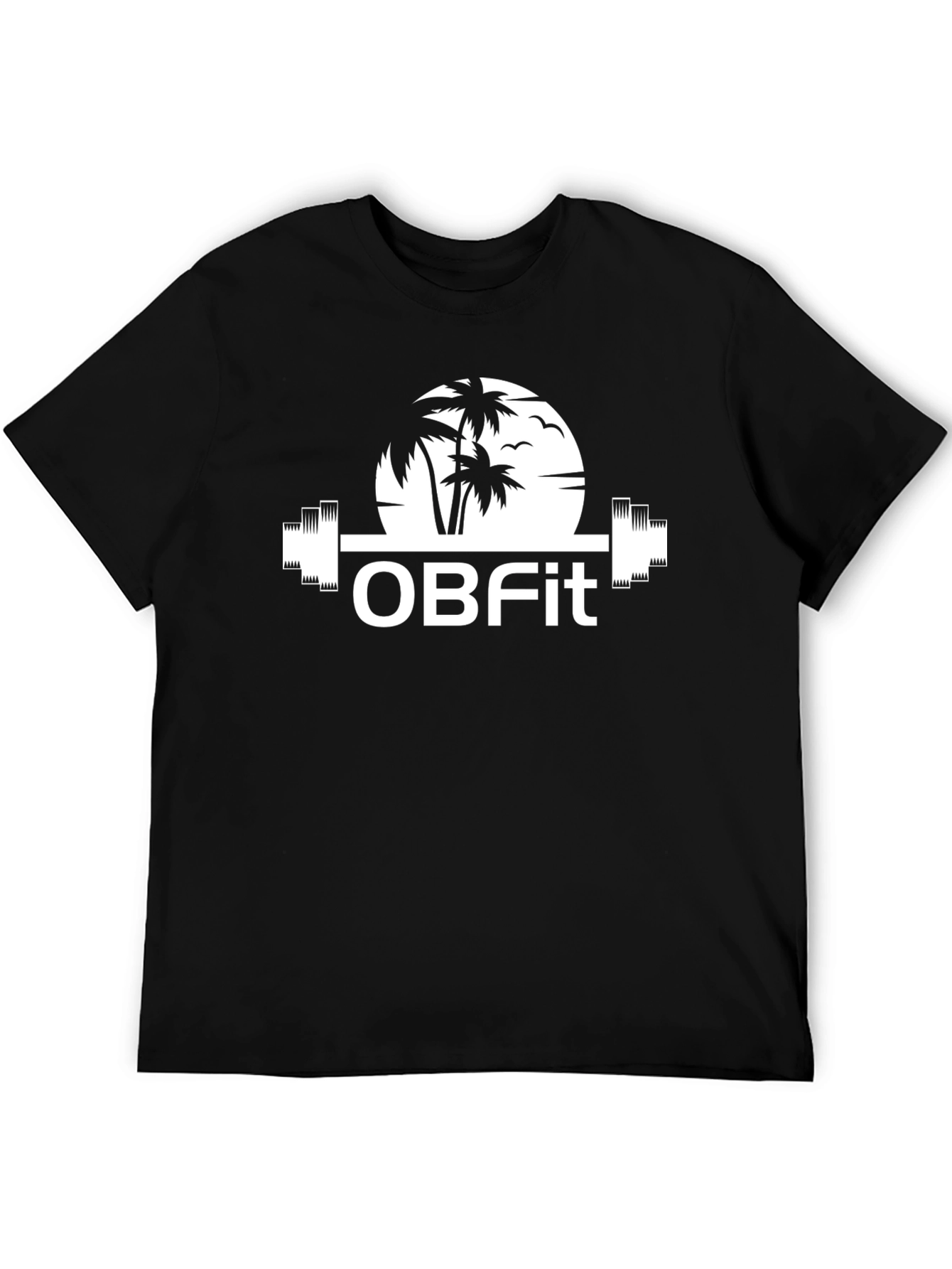 OBFit Palm Tree Barbell Black T-Shirt
