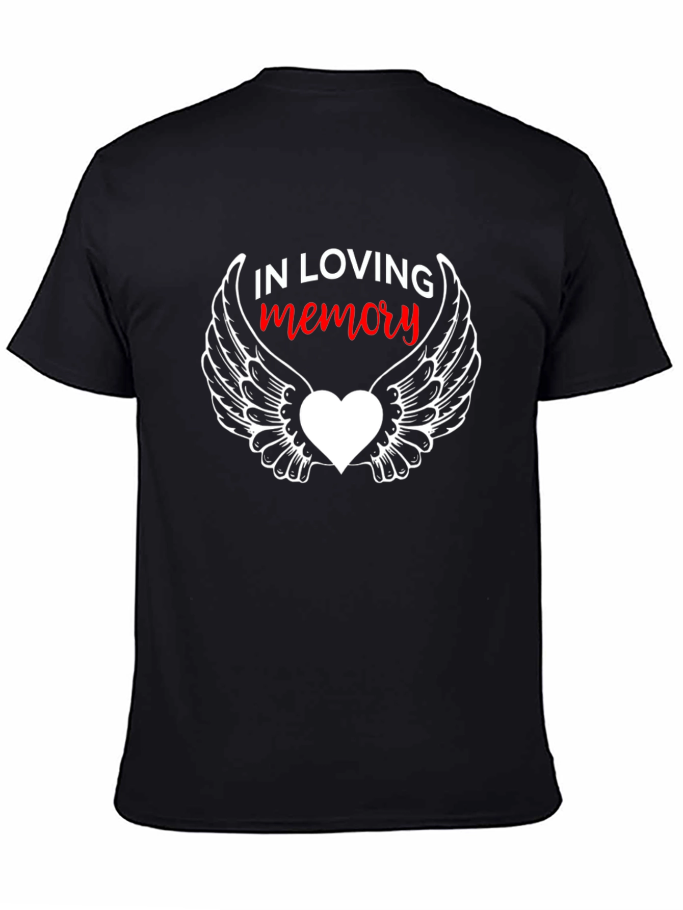 In Loving Memory Black T-Shirt with Winged Heart