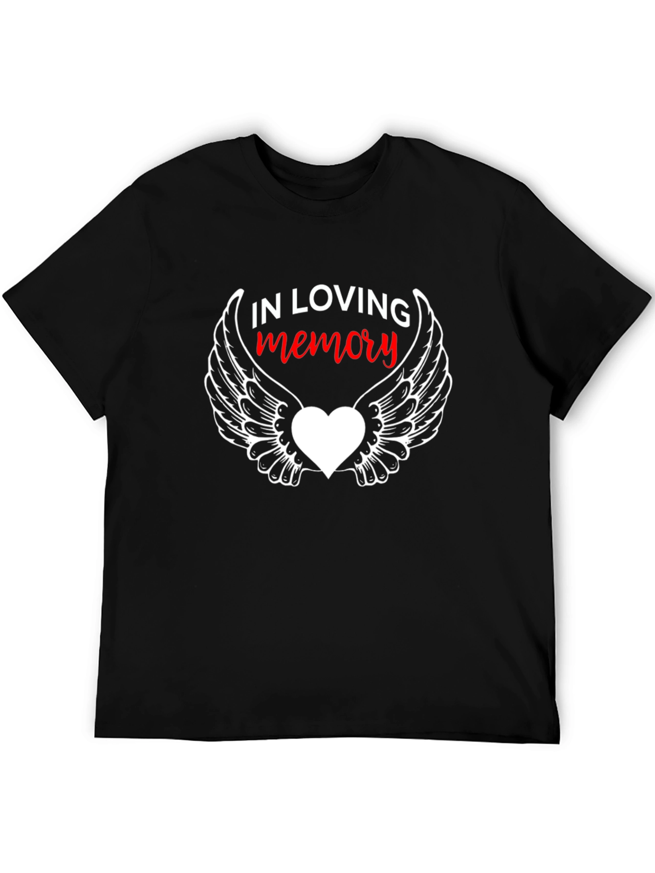 In Loving Memory Black T-Shirt with Winged Heart