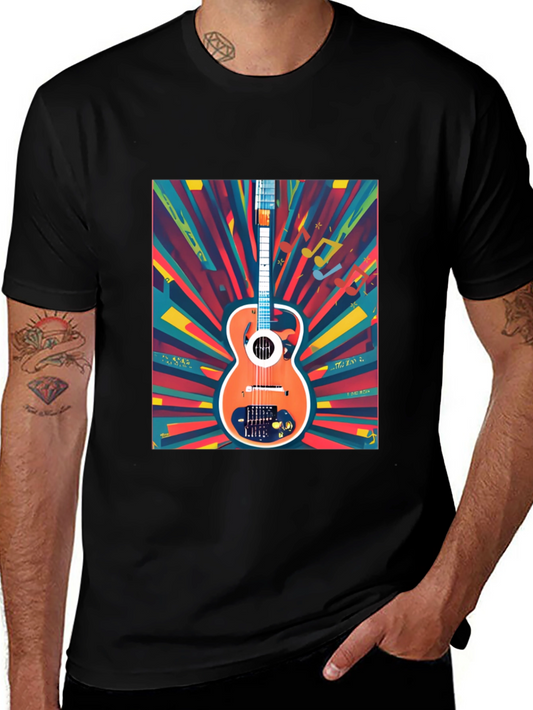 Retro Guitar Graphic Tee - Stylish Music Lover T-Shirt