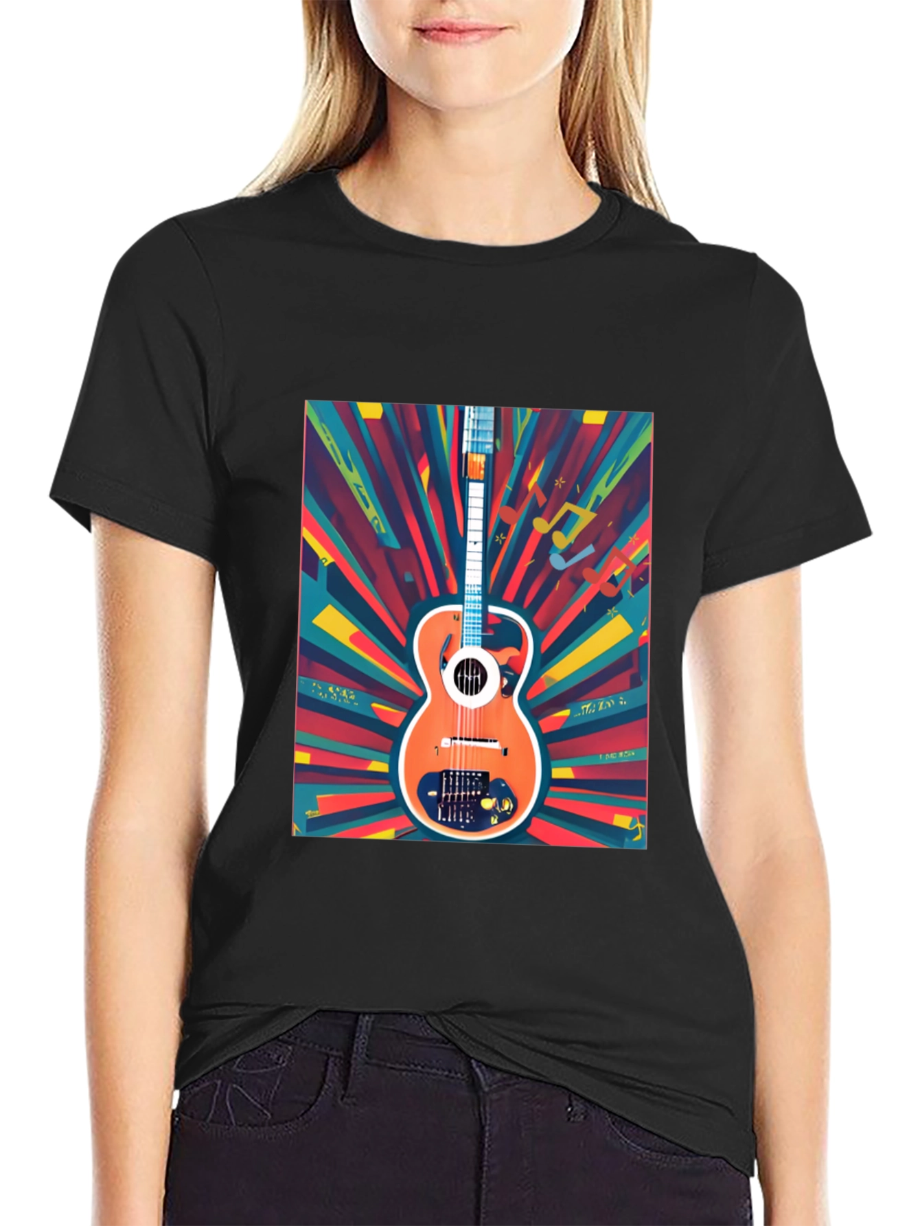 Retro Guitar Graphic Tee - Stylish Music Lover T-Shirt