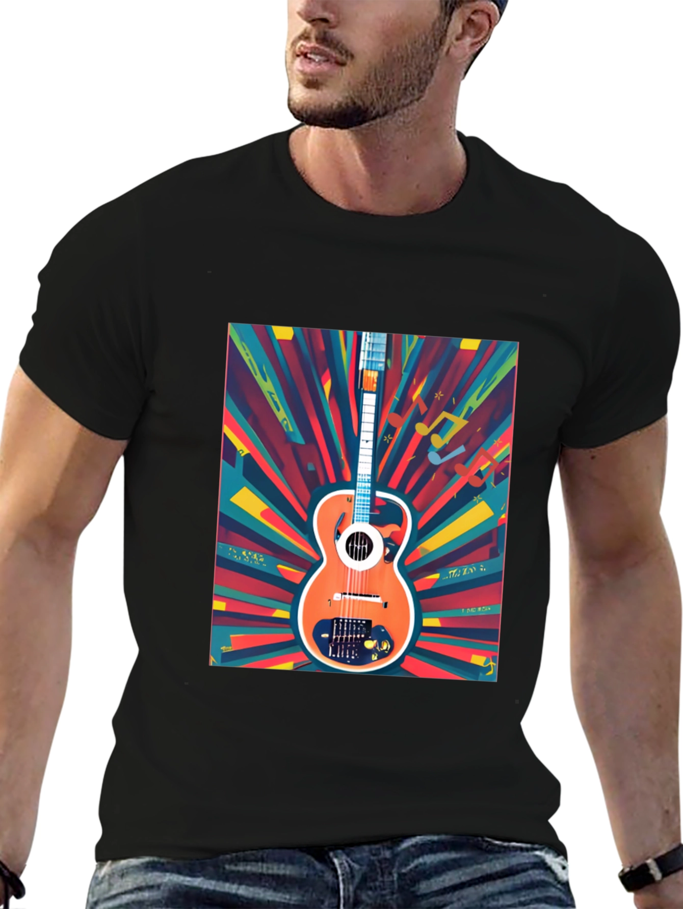 Retro Guitar Graphic Tee - Stylish Music Lover T-Shirt