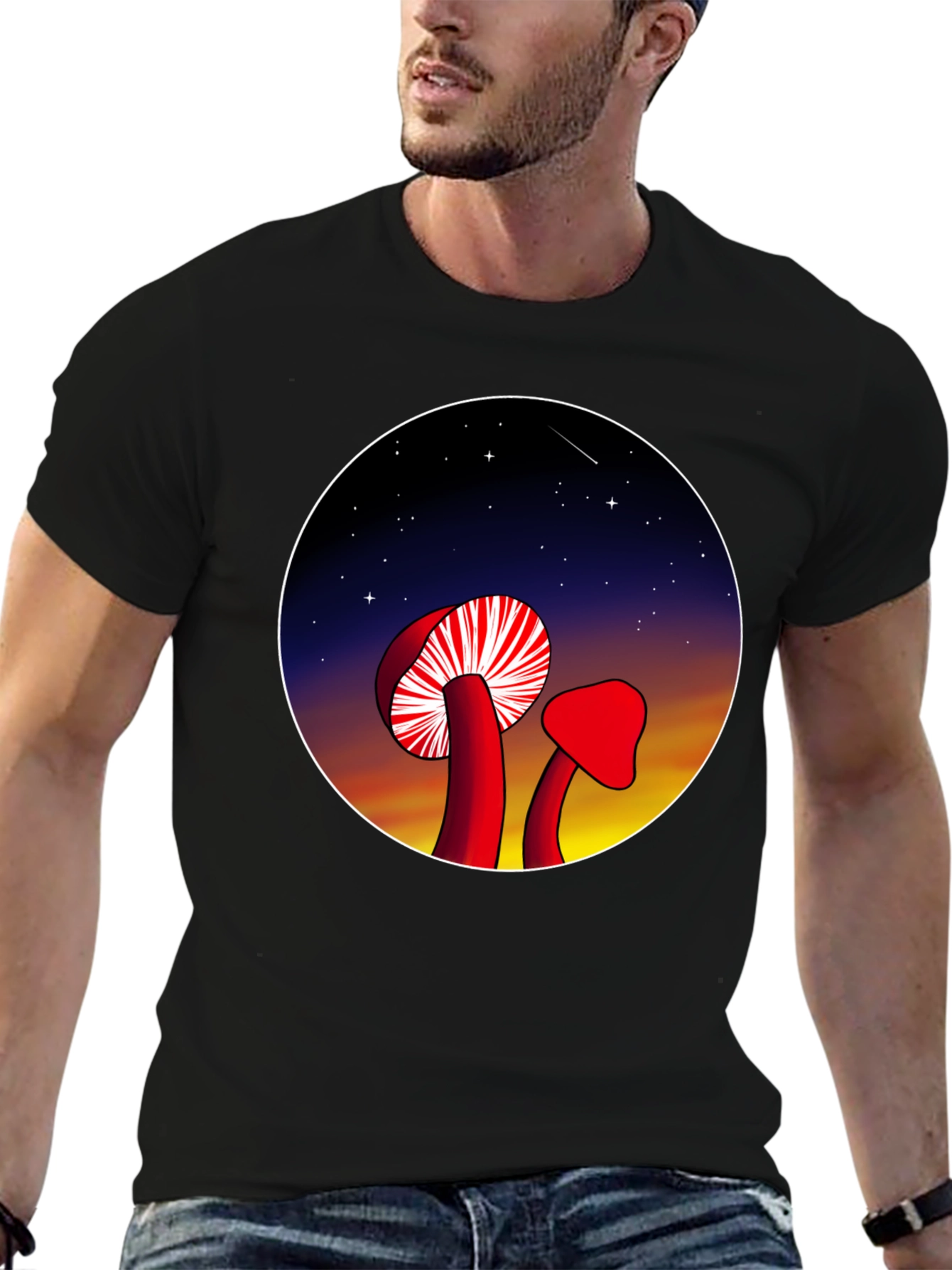 Mushroom Night Sky Graphic Tee