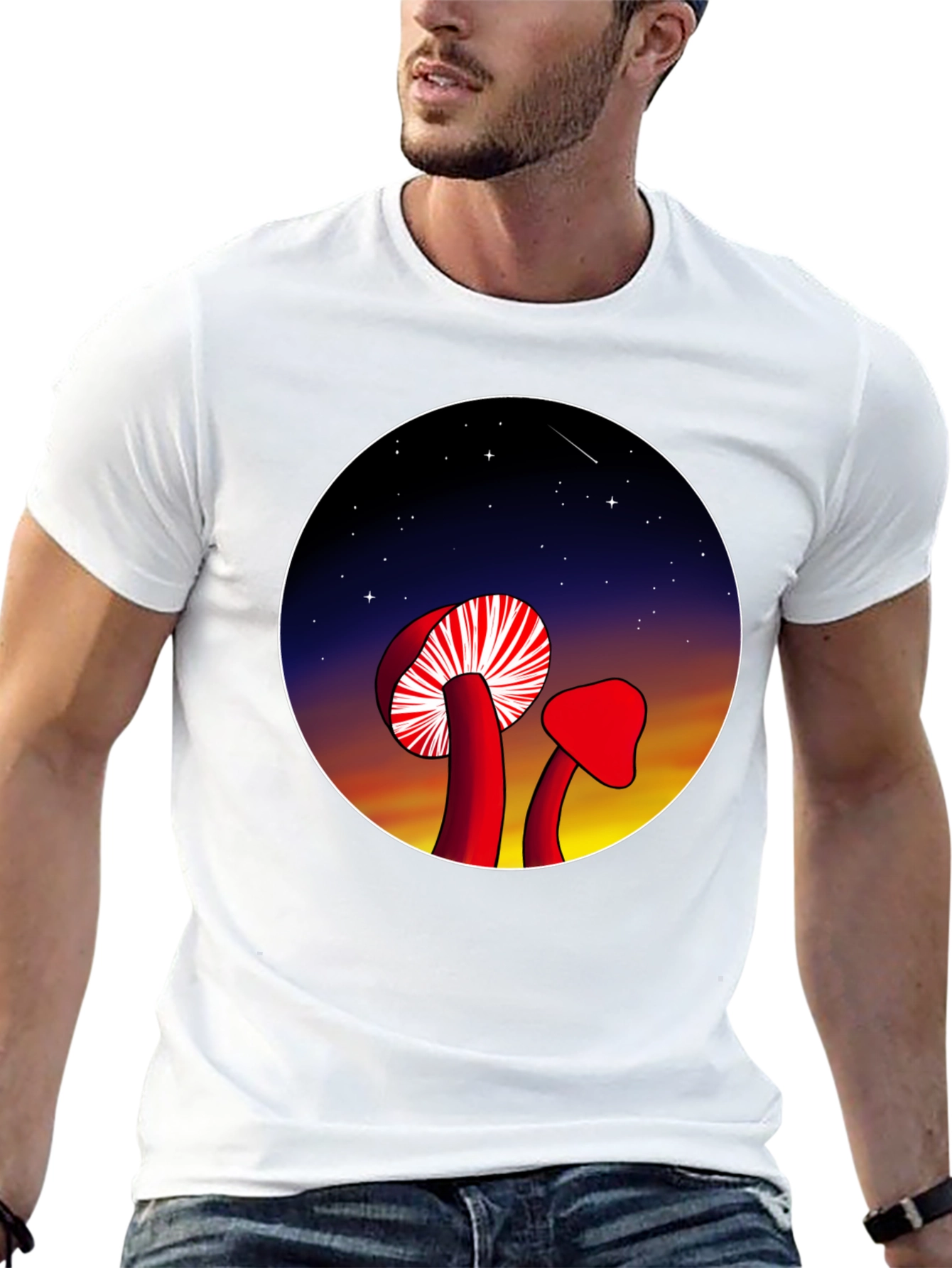 Mushroom Night Sky Graphic Tee