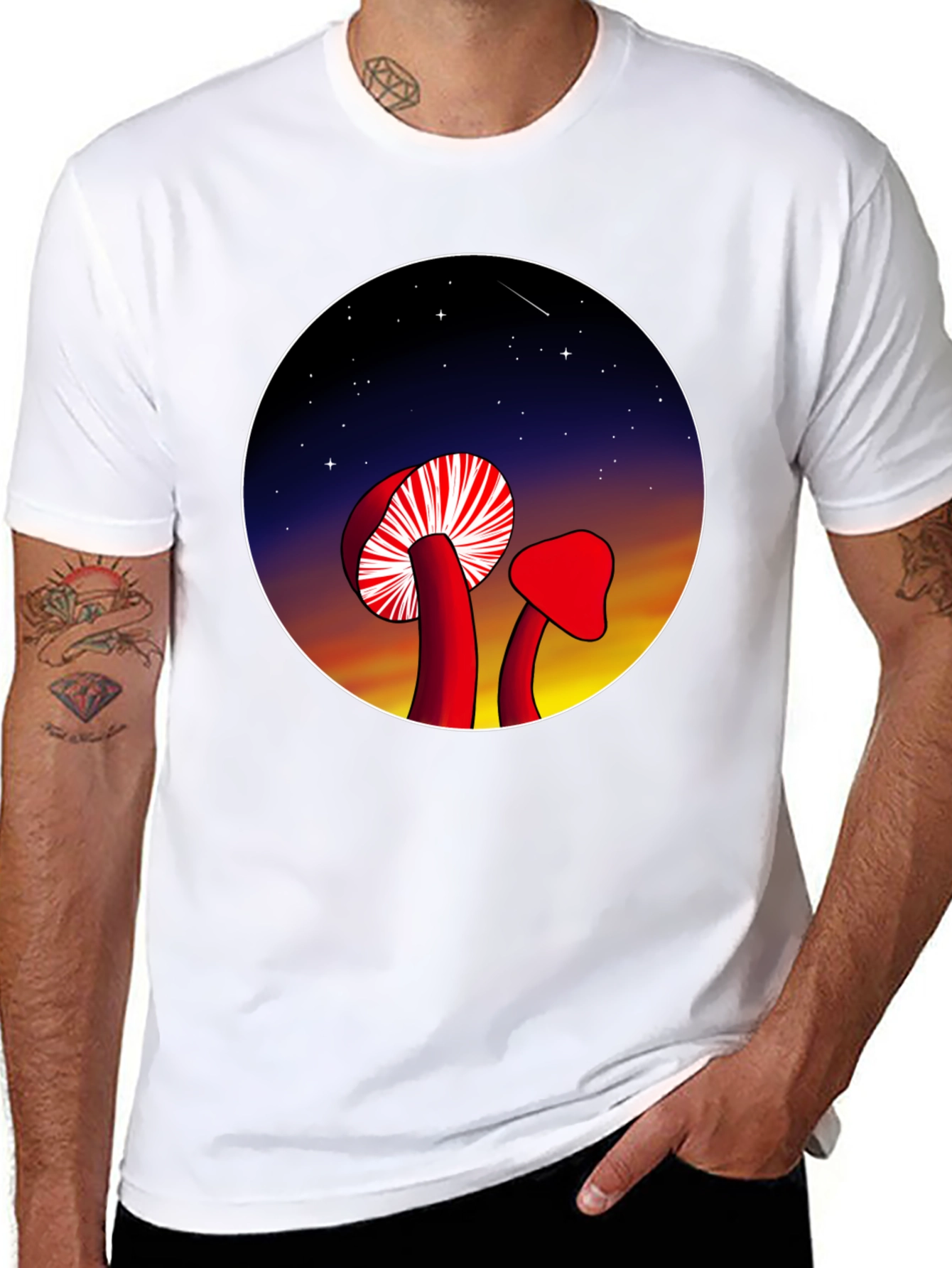 Mushroom Night Sky Graphic Tee