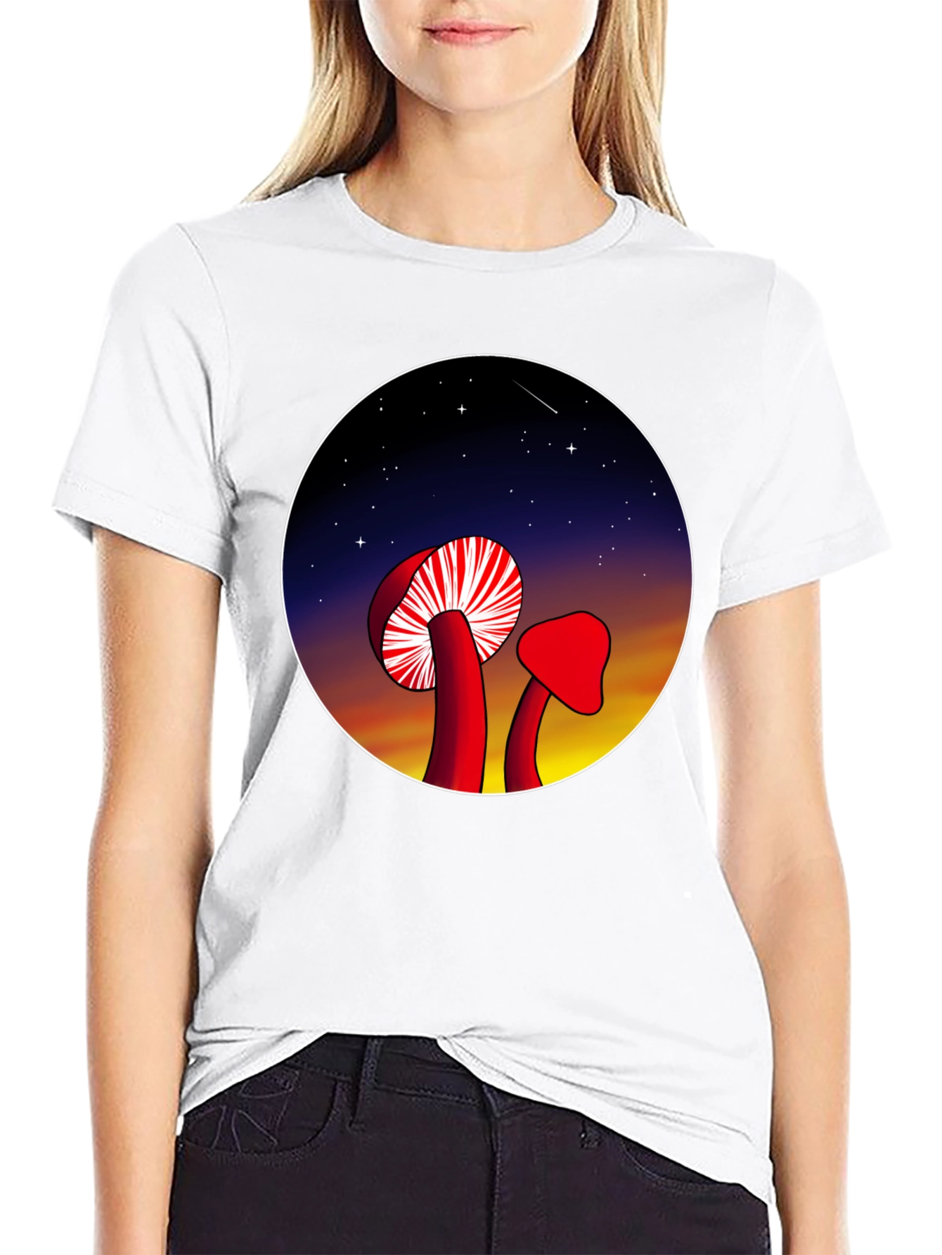 Mushroom Night Sky Graphic Tee