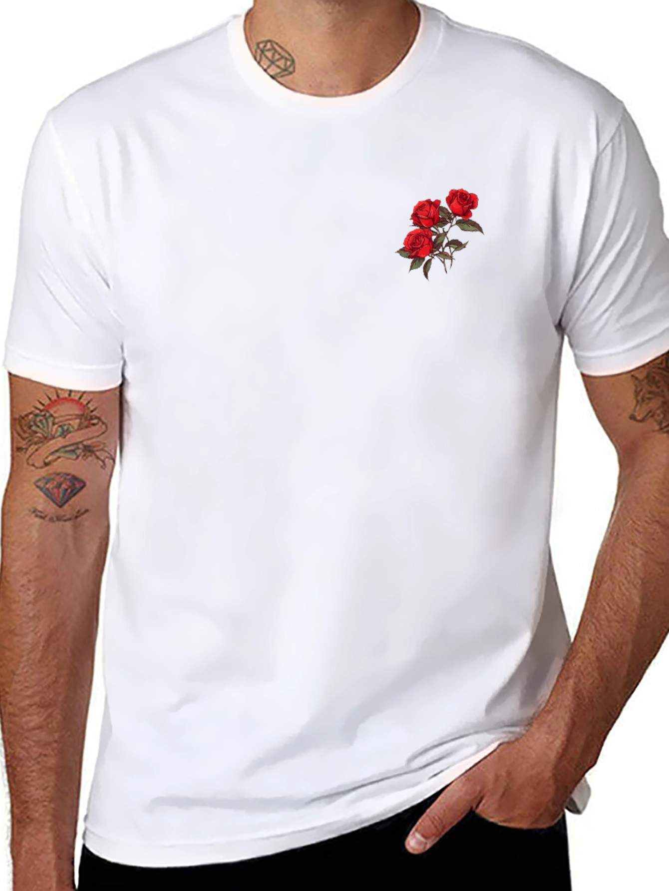 Rose Graphic Black Tee - Stylish Casual Wear