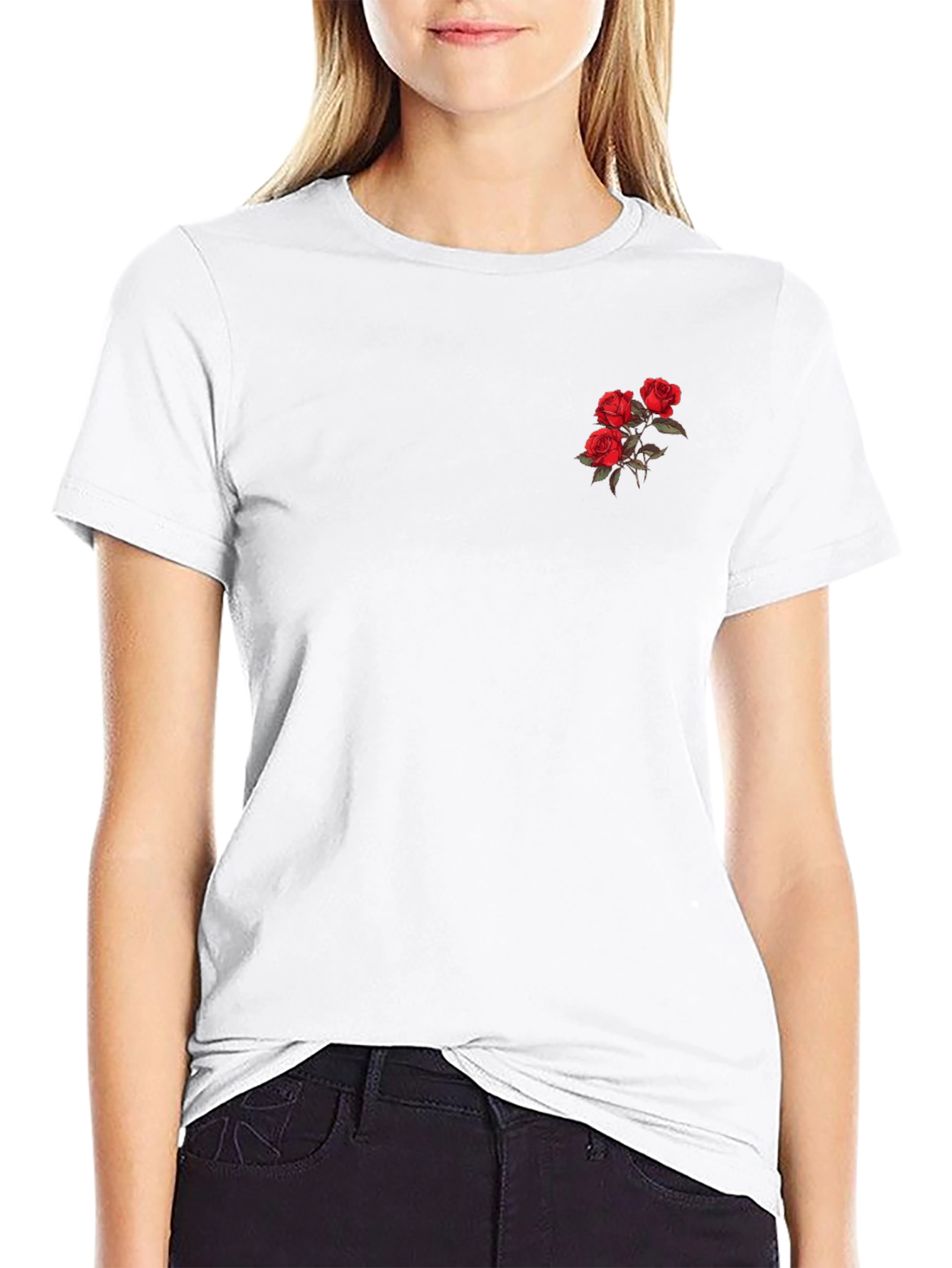 Rose Graphic Black Tee - Stylish Casual Wear