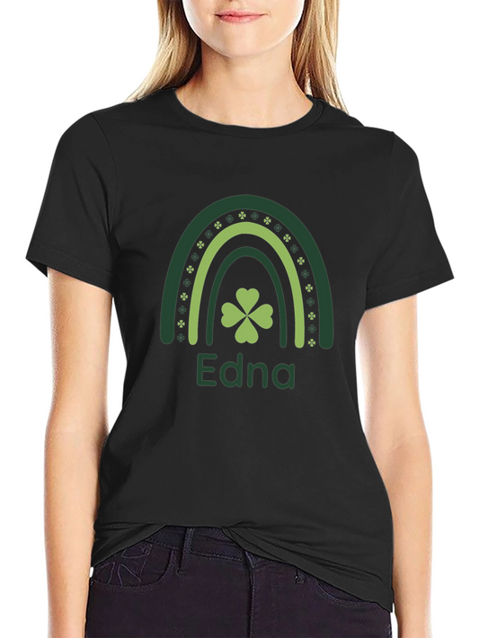 St. Patricks Day Edna Rainbow Clover T-Shirt