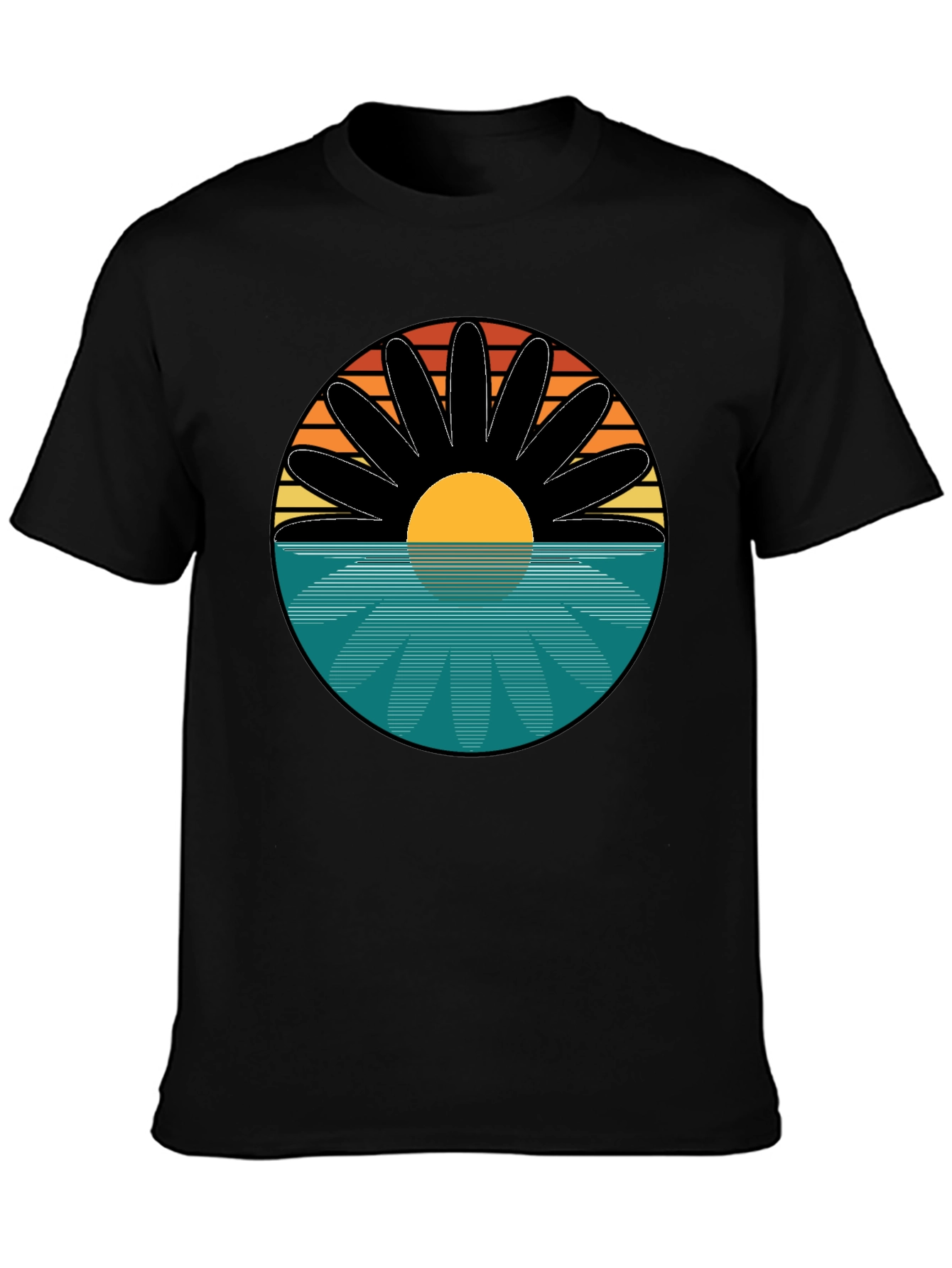 Sunset Flower Graphic T-Shirt - Retro Style Tee