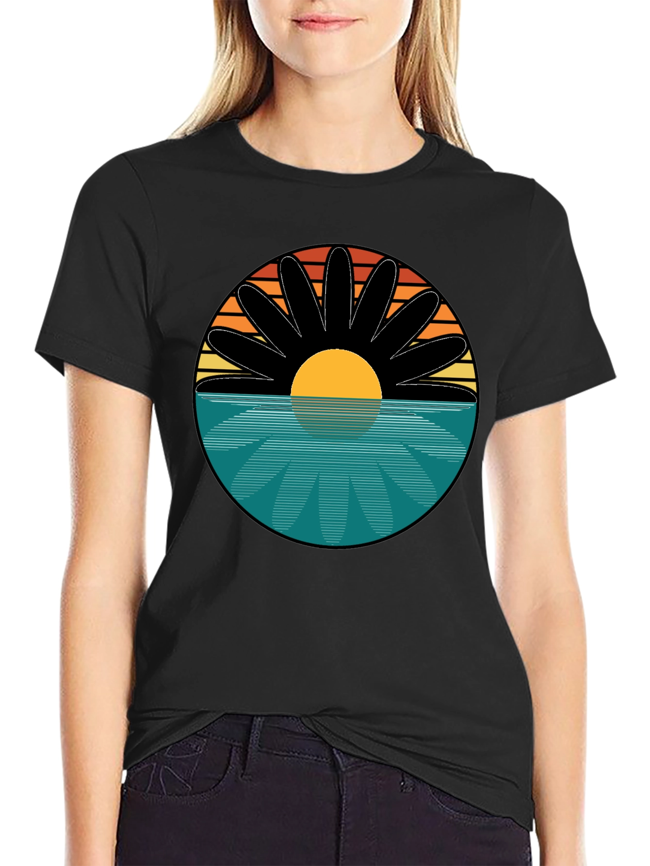 Sunset Flower Graphic T-Shirt - Retro Style Tee