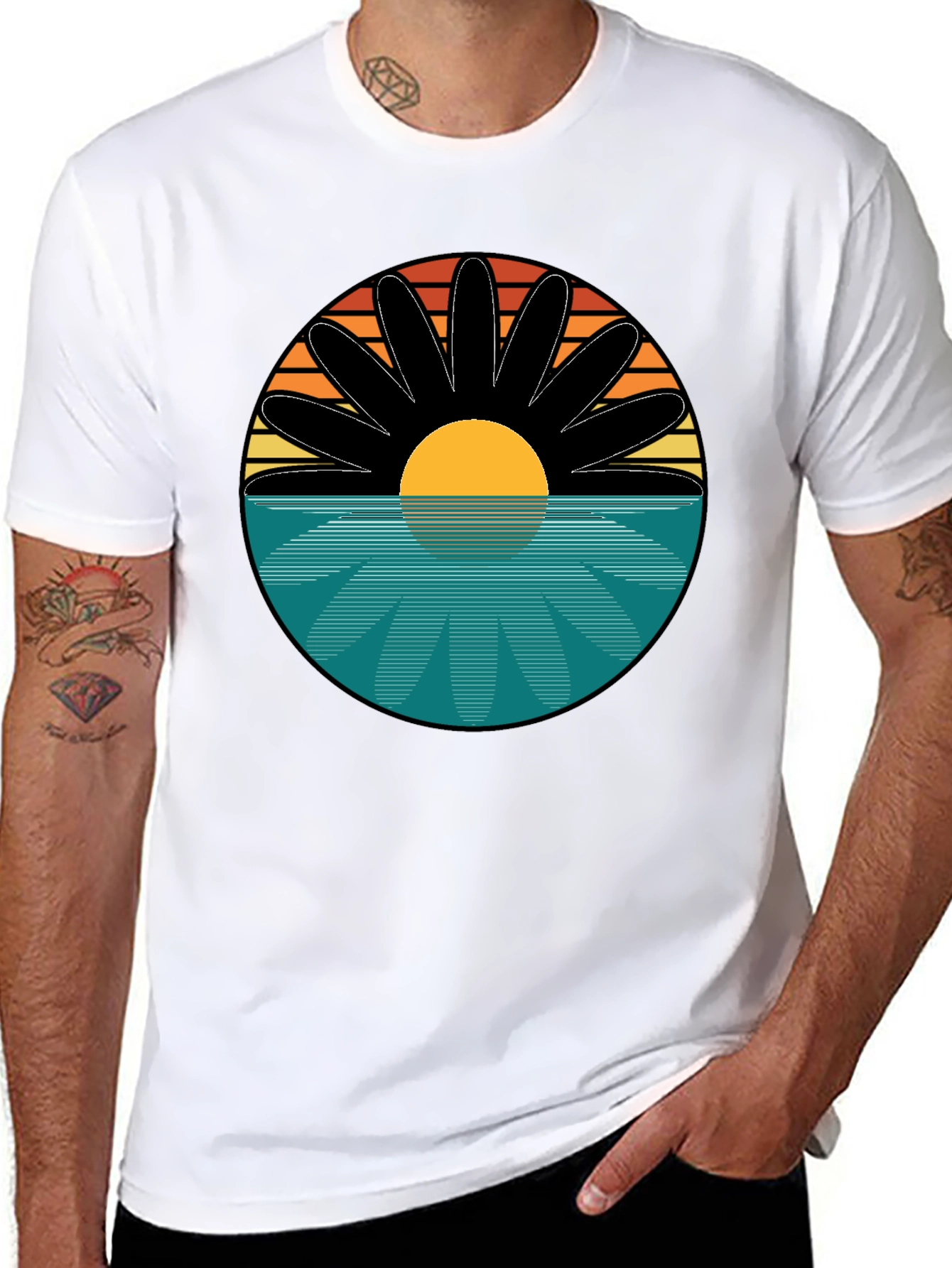 Sunset Flower Graphic T-Shirt - Retro Style Tee