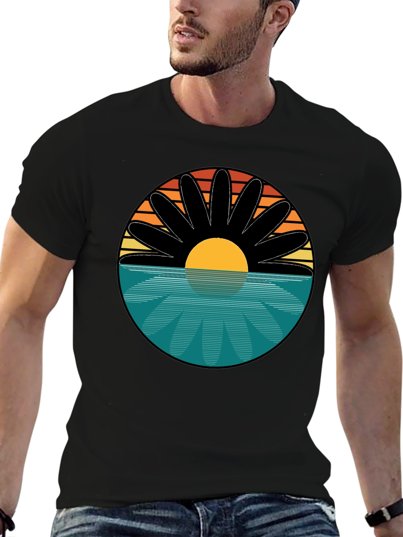 Sunset Flower Graphic T-Shirt - Retro Style Tee