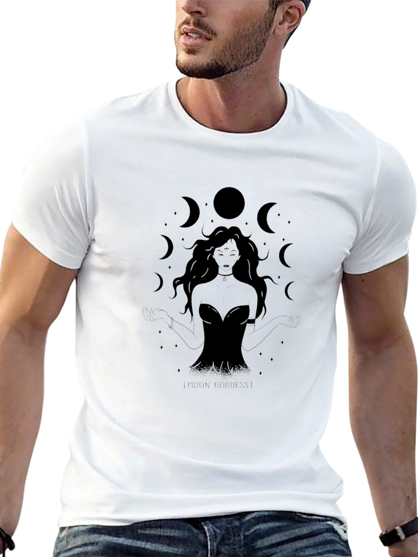 Mystic Moon Goddess Black T-Shirt