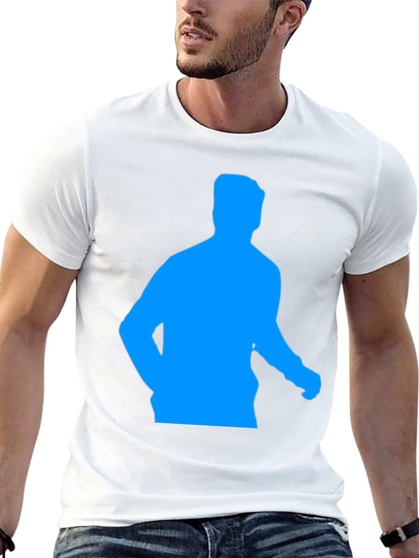 Cool Black T-Shirt with Blue Silhouette Graphic