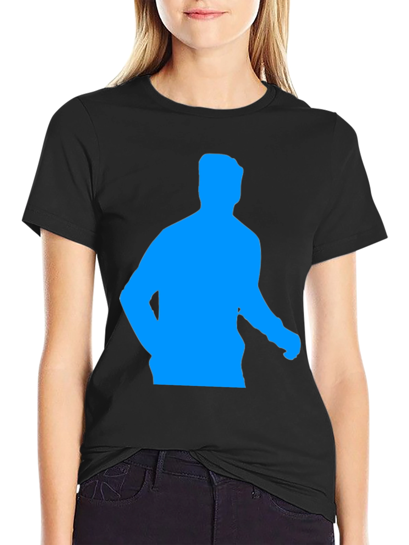 Cool Black T-Shirt with Blue Silhouette Graphic