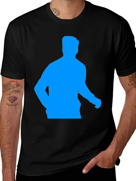 Cool Black T-Shirt with Blue Silhouette Graphic