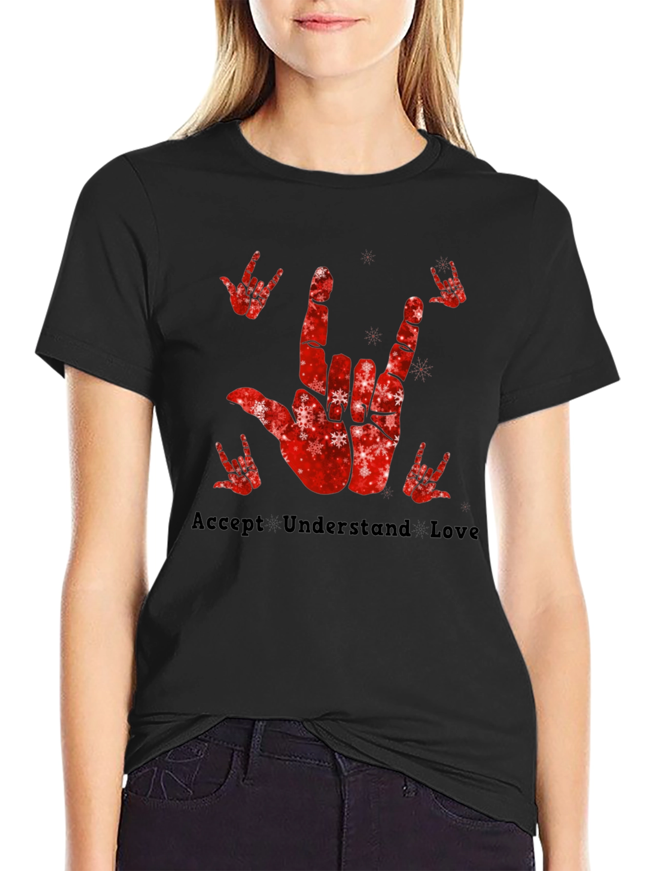 Accept Understand Love Sign Language Graphic Tee