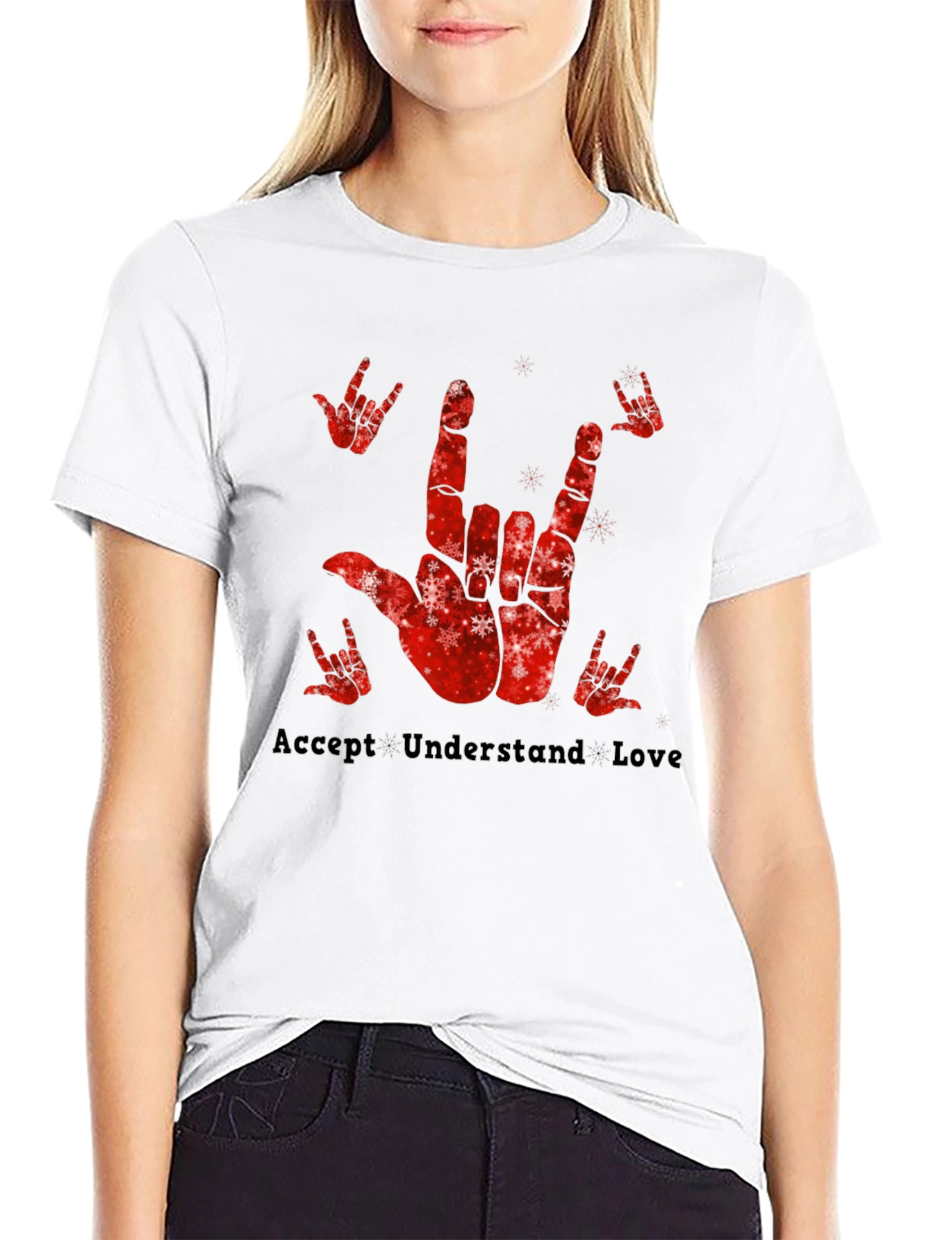 Accept Understand Love Sign Language Graphic Tee