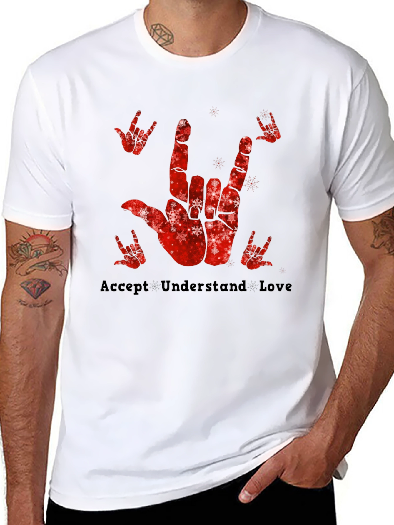 Accept Understand Love Sign Language Graphic Tee