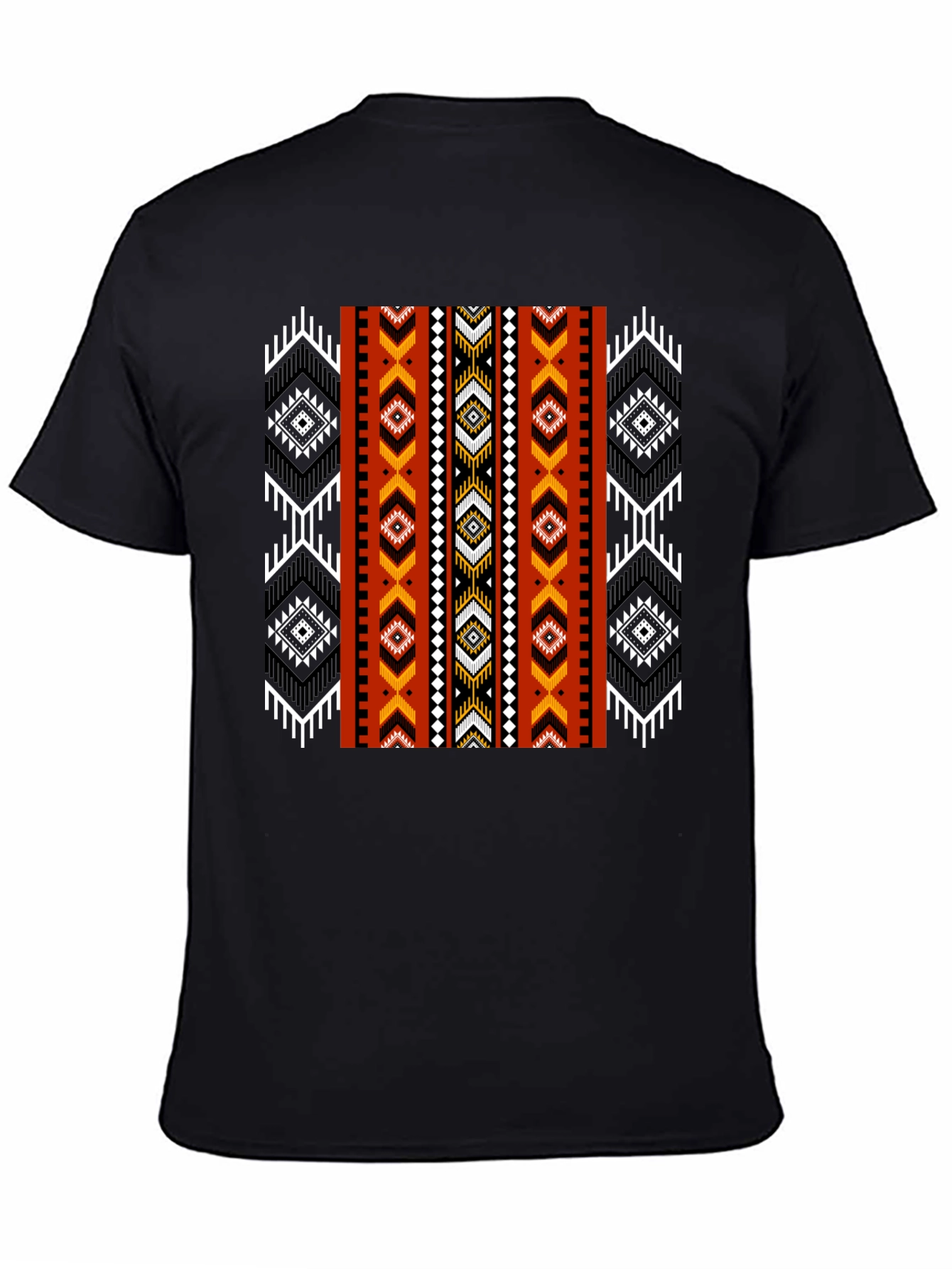 Tribal Pattern Black Tee - Stylish Geometric Design